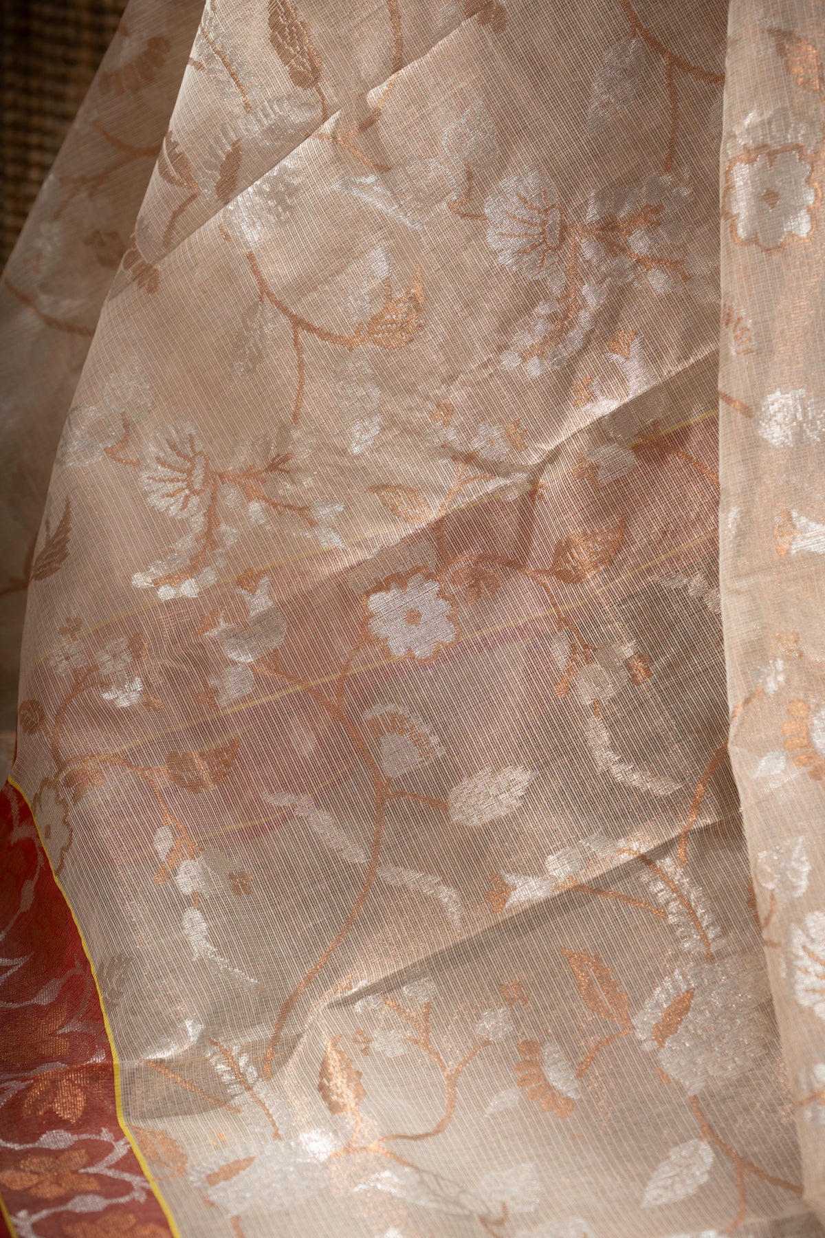 Zari Kota Silk Jamdani Jaal Cream Saree
