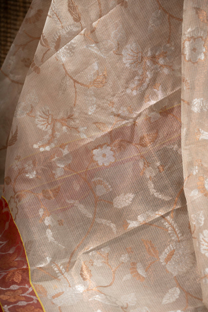 Zari Kota Silk Jamdani Jaal Cream Saree