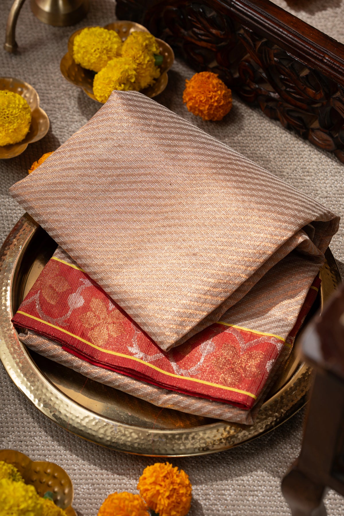 Zari Kota Silk Jamdani Jaal Cream Saree