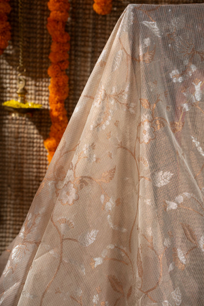Zari Kota Silk Jamdani Jaal Cream Saree