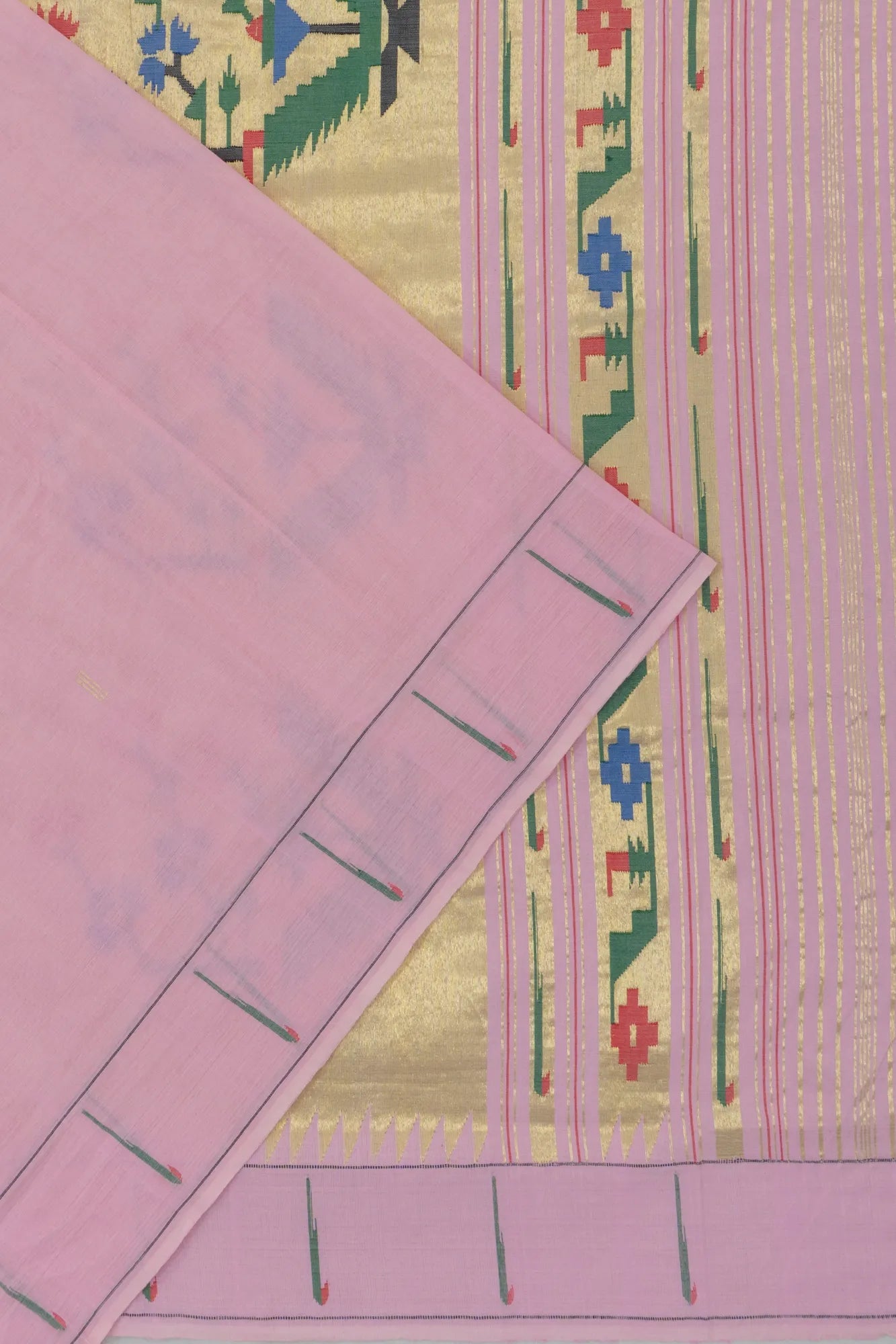 Paithani Cotton Butta Baby Pink Saree