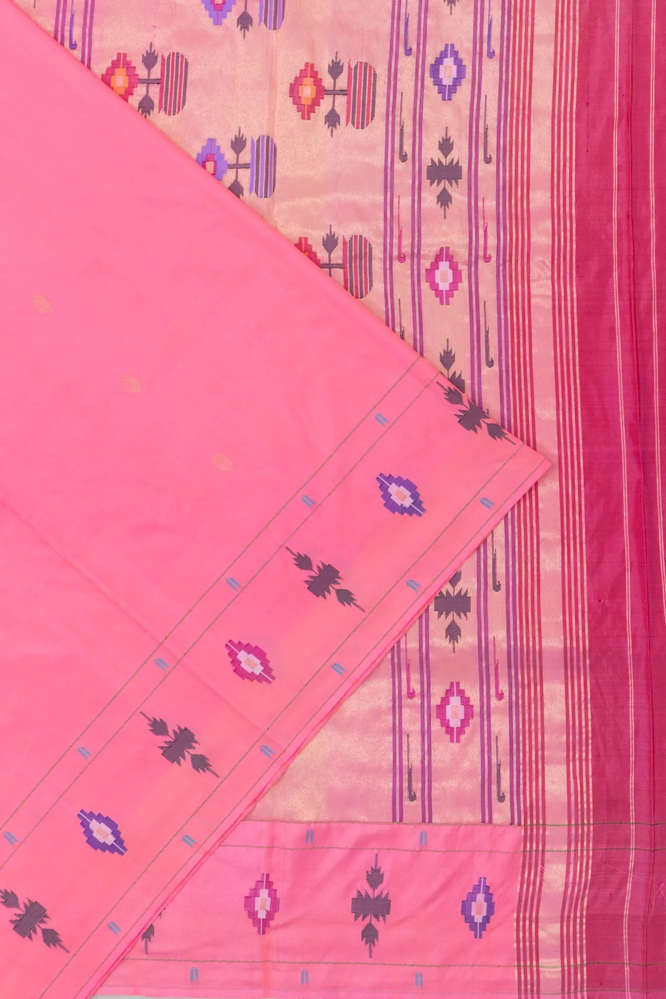 Paithani Silk Butta Pink Saree