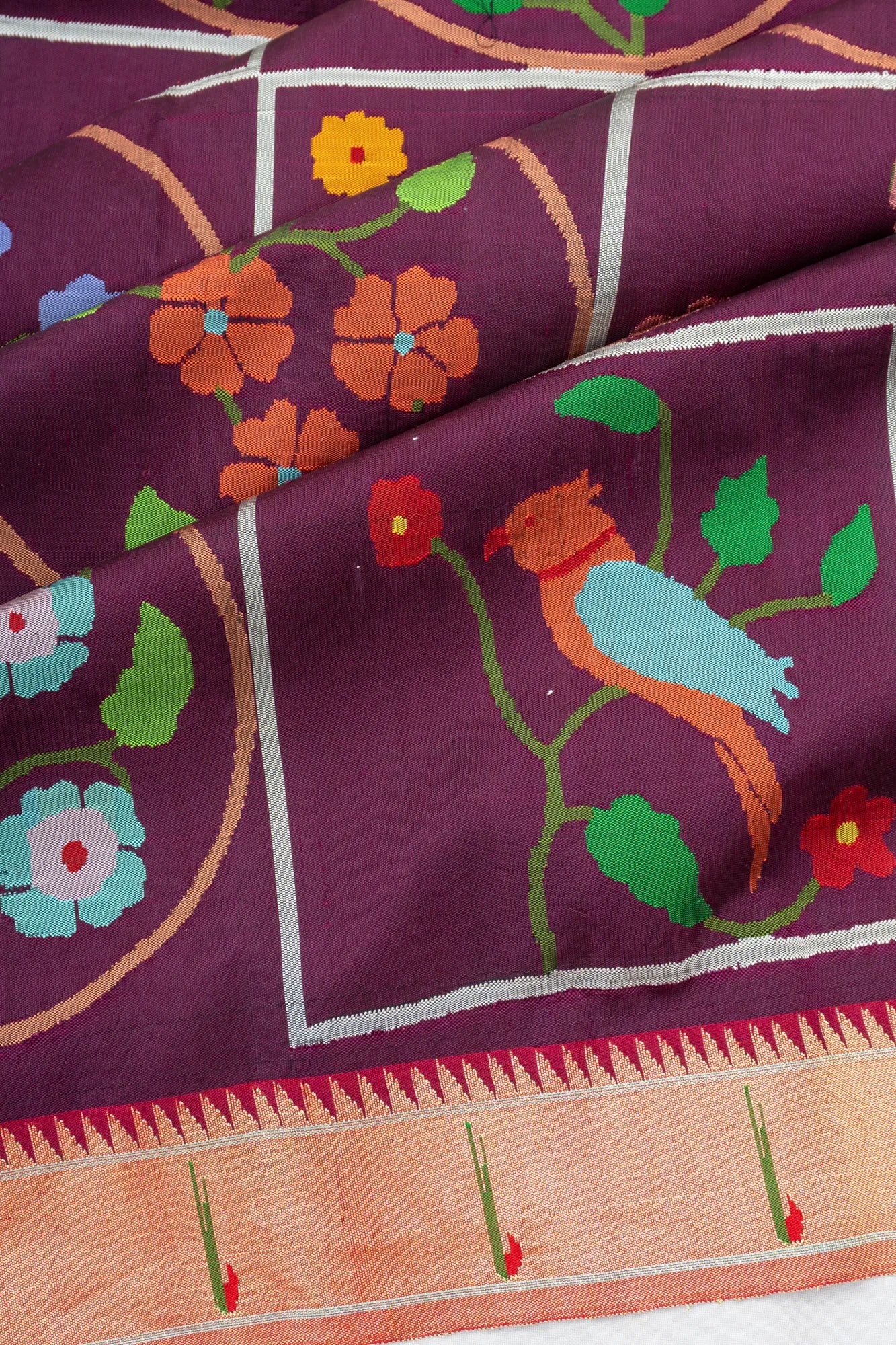 Paithani Silk Brocade Deep Purple Saree