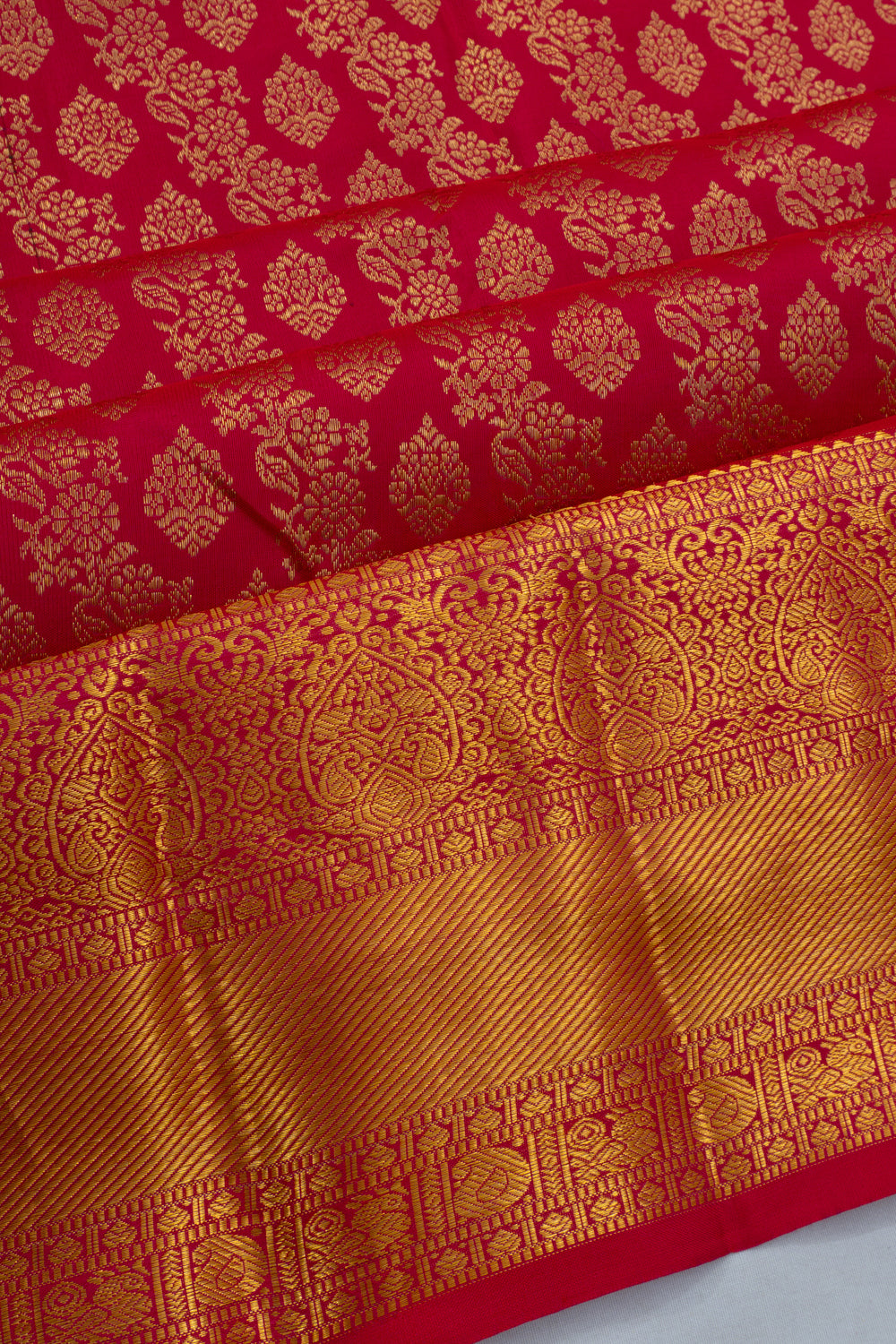 Taranga Kanchi Silk Brocade Red Saree