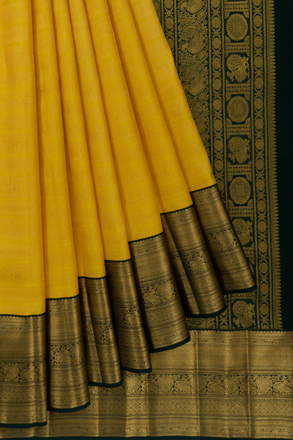 Kanchipuram Silk Brocade Yellow Saree