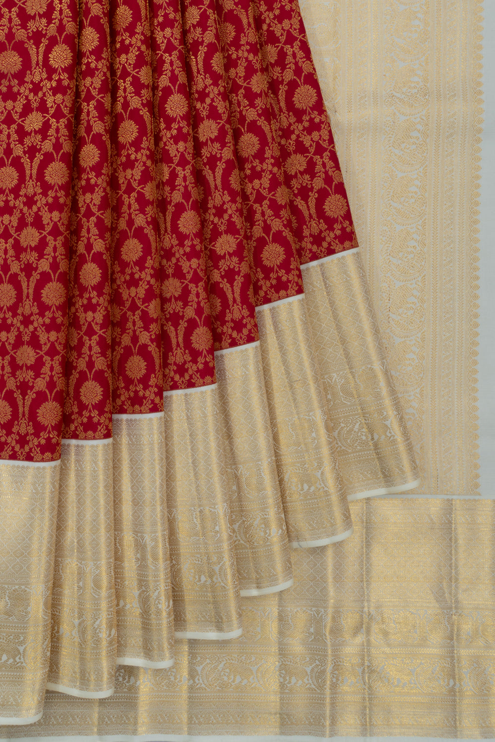 Kanchipuram Silk Brocade Red Saree