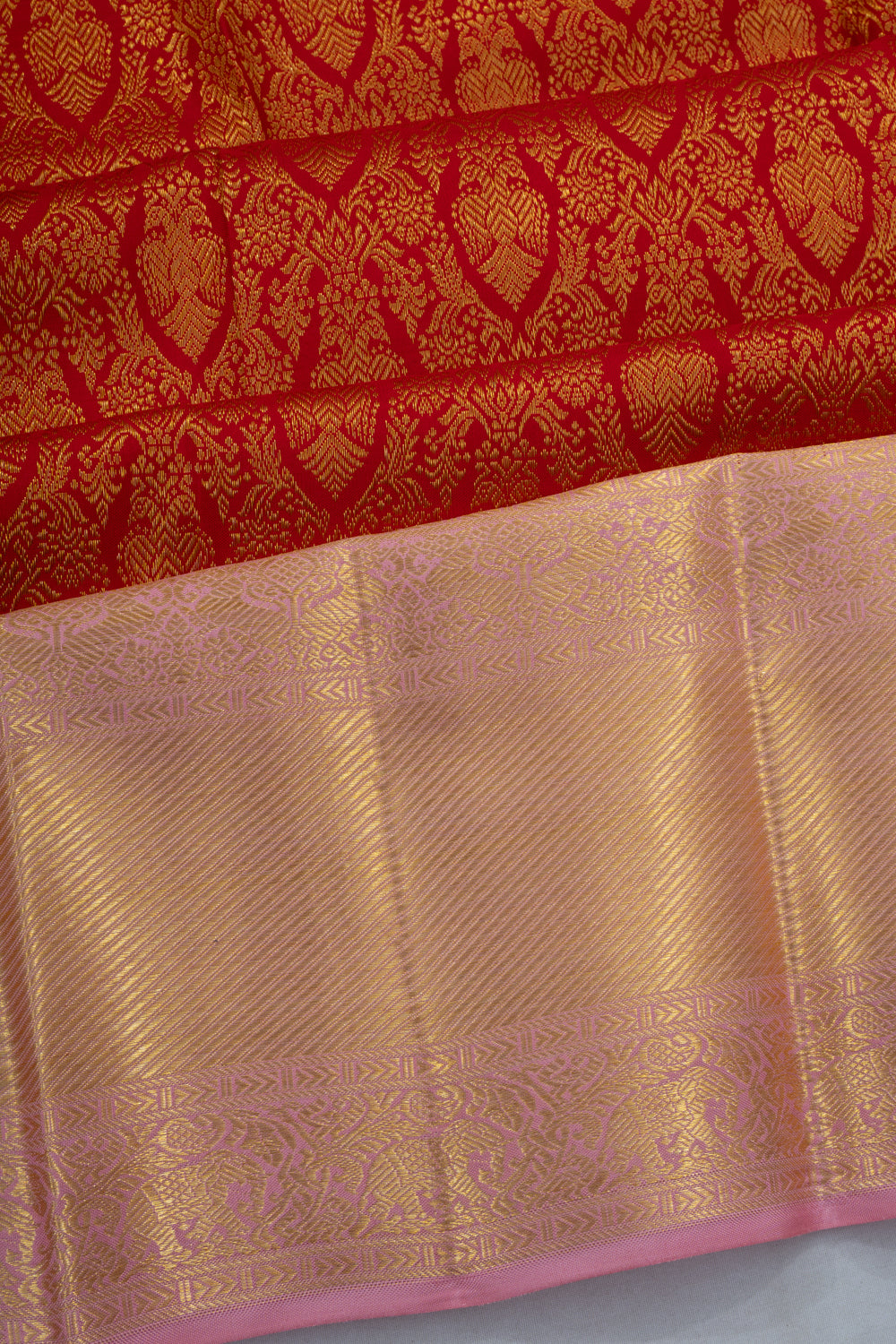 Kanchipuram Silk Brocade Red Saree