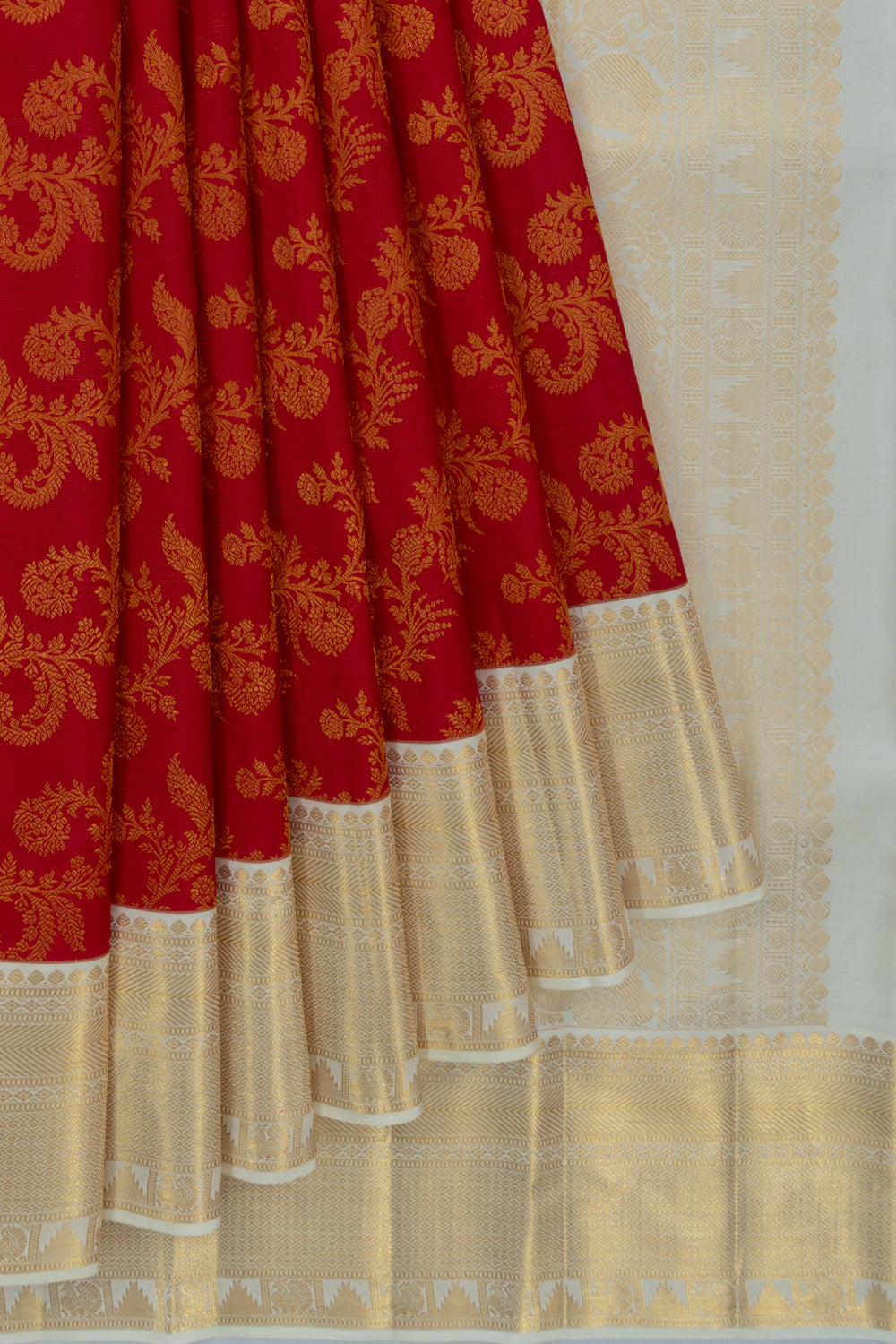 Kanchipuram Silk Brocade Red Saree
