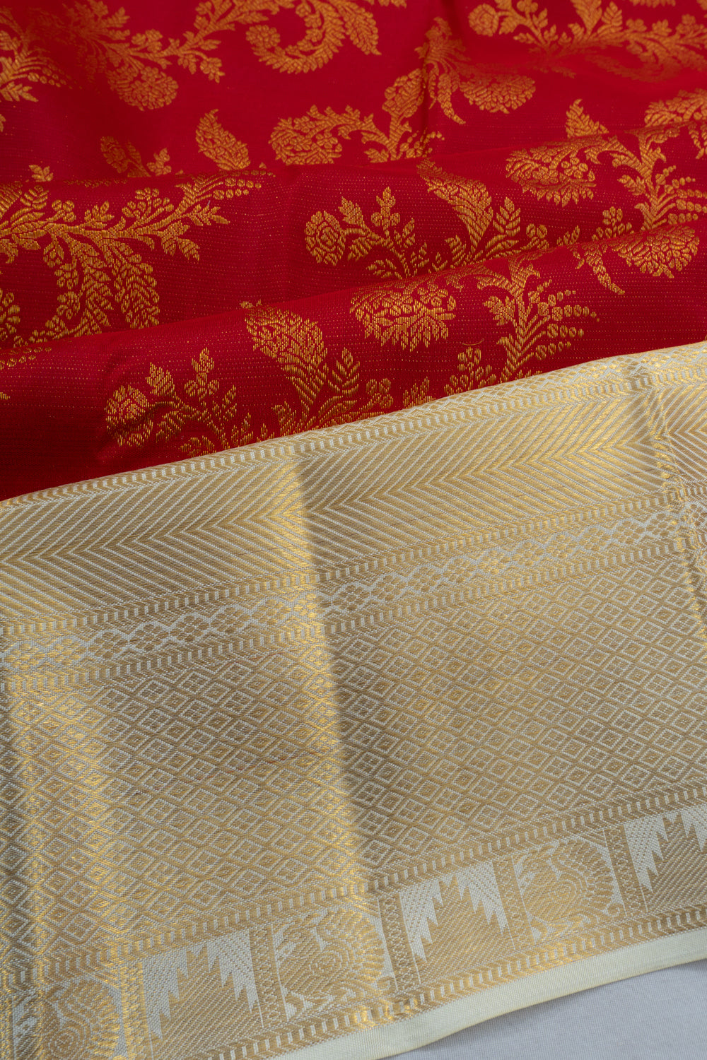 Kanchipuram Silk Brocade Red Saree