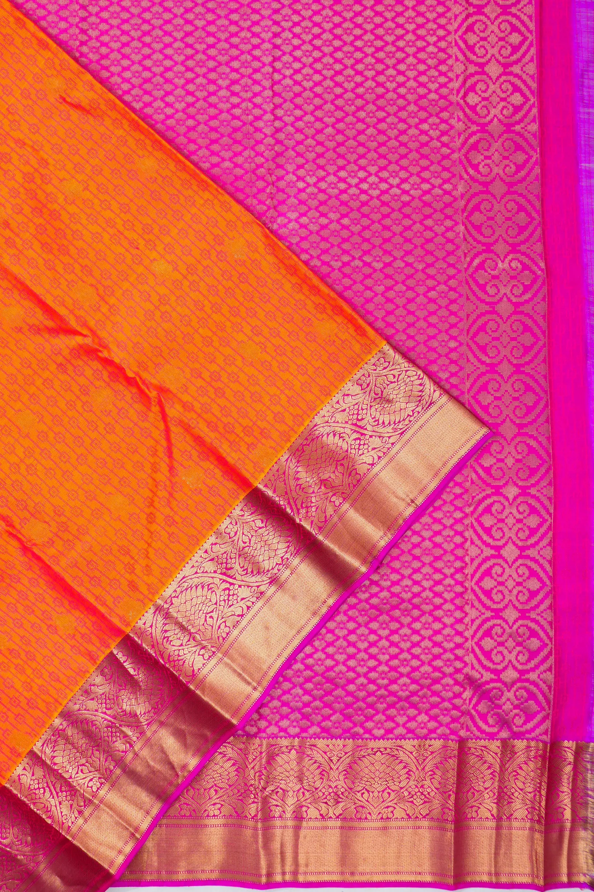 Dharmavaram Silk Butta Orange Saree