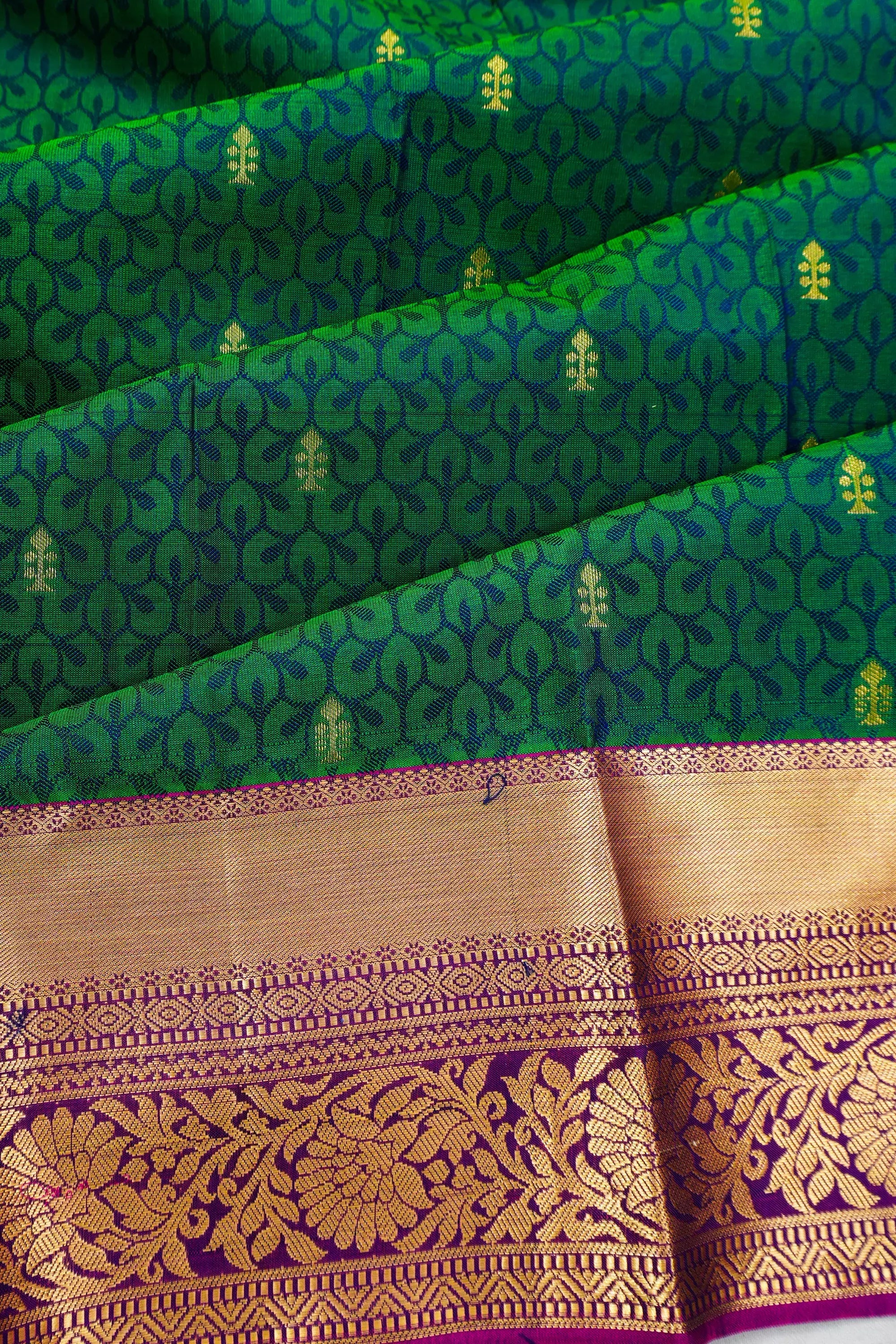 Dharmavaram Silk Butta Green Saree