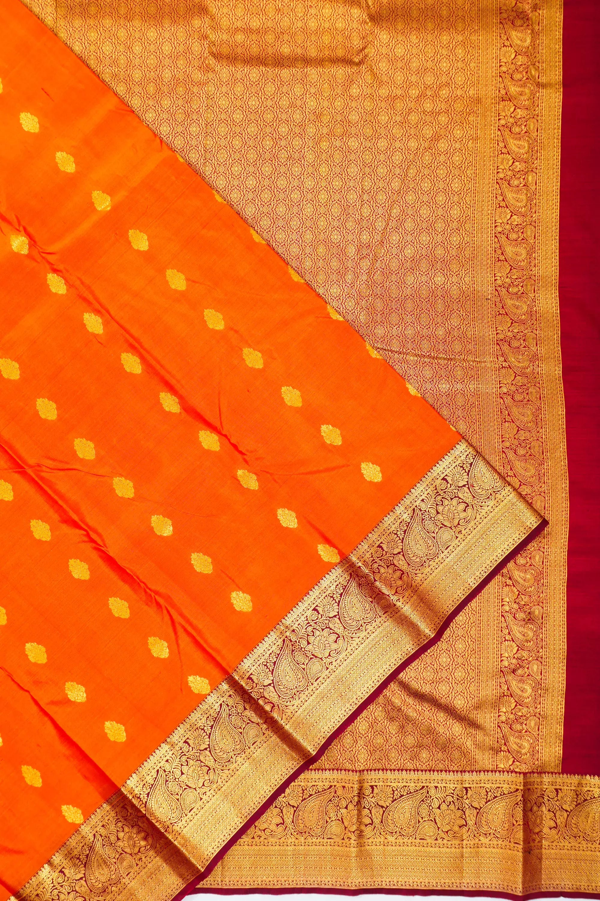 Dharmavaram Silk Butta Rust Orange Saree