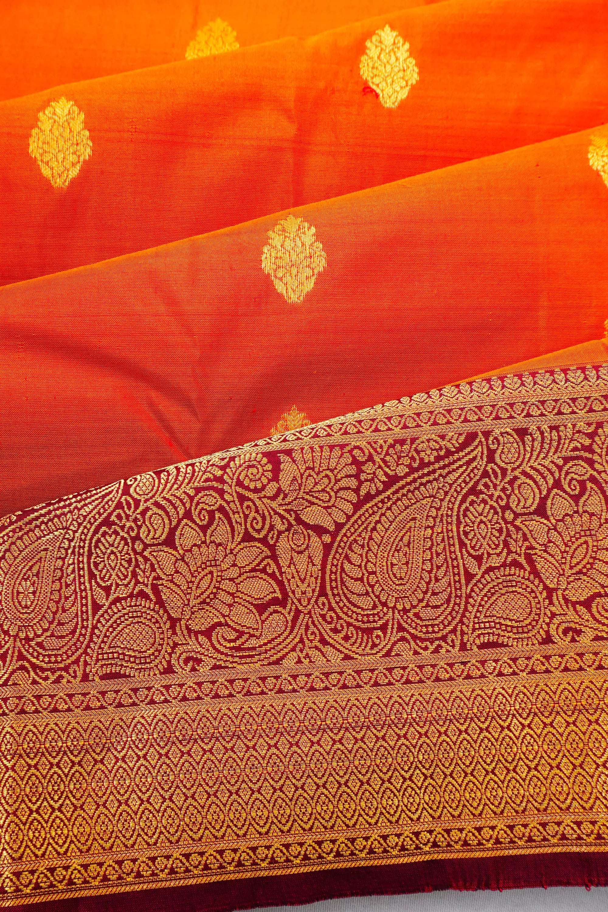Dharmavaram Silk Butta Rust Orange Saree