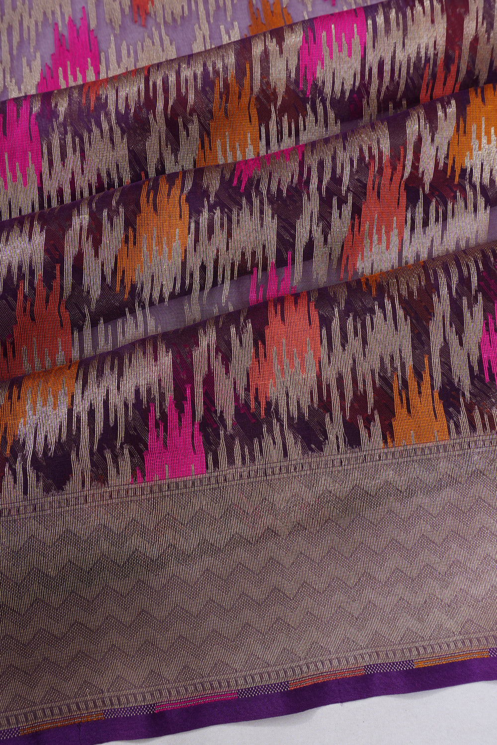 Vaanya Banaras Kora Organza Brocade Purple Saree