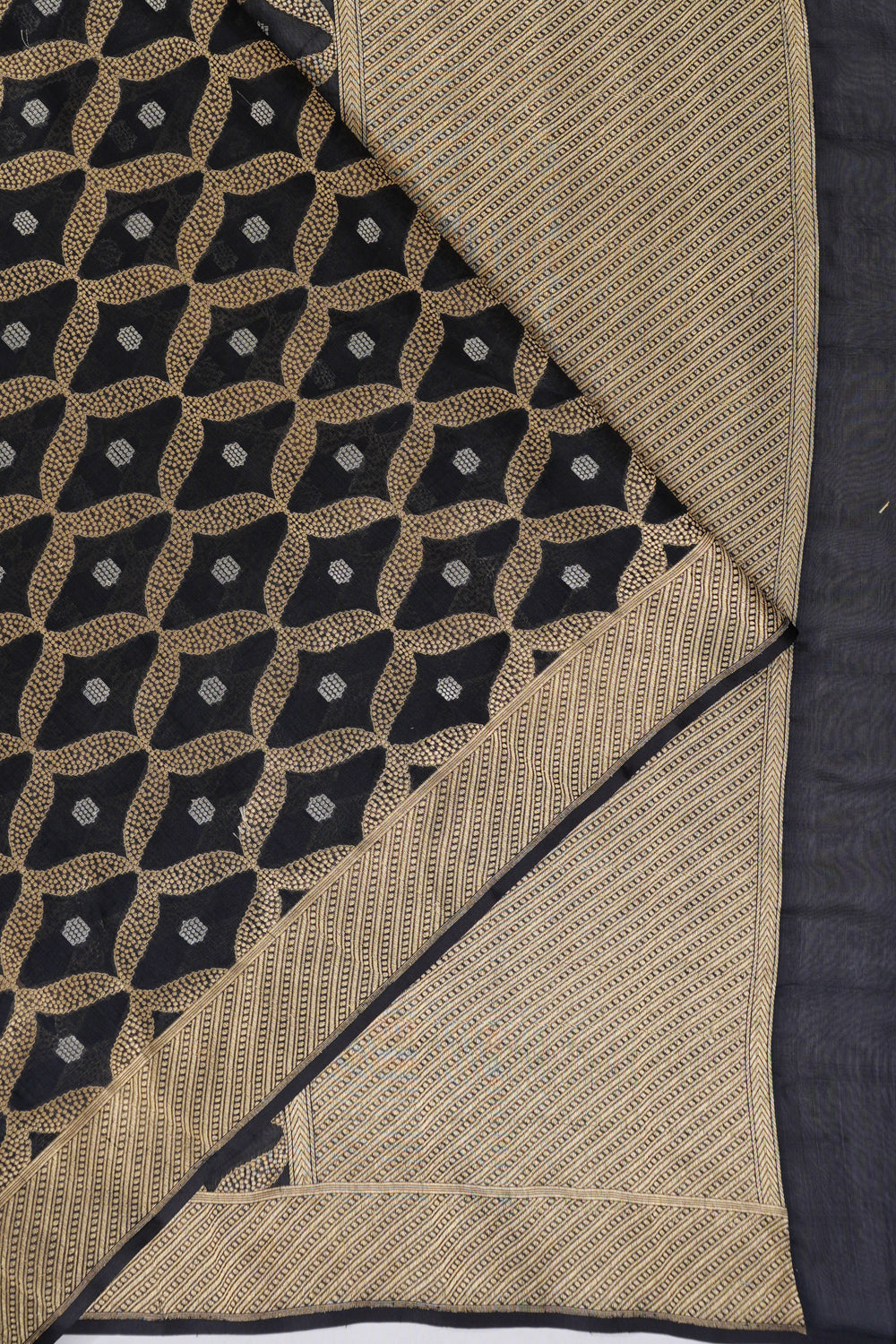 Vaanya Banaras Kora Organza Brocade Black Saree