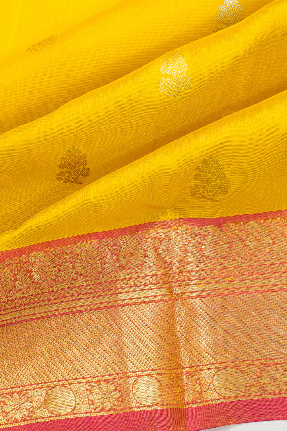 Venkatagiri Silk Butta Yellow Saree