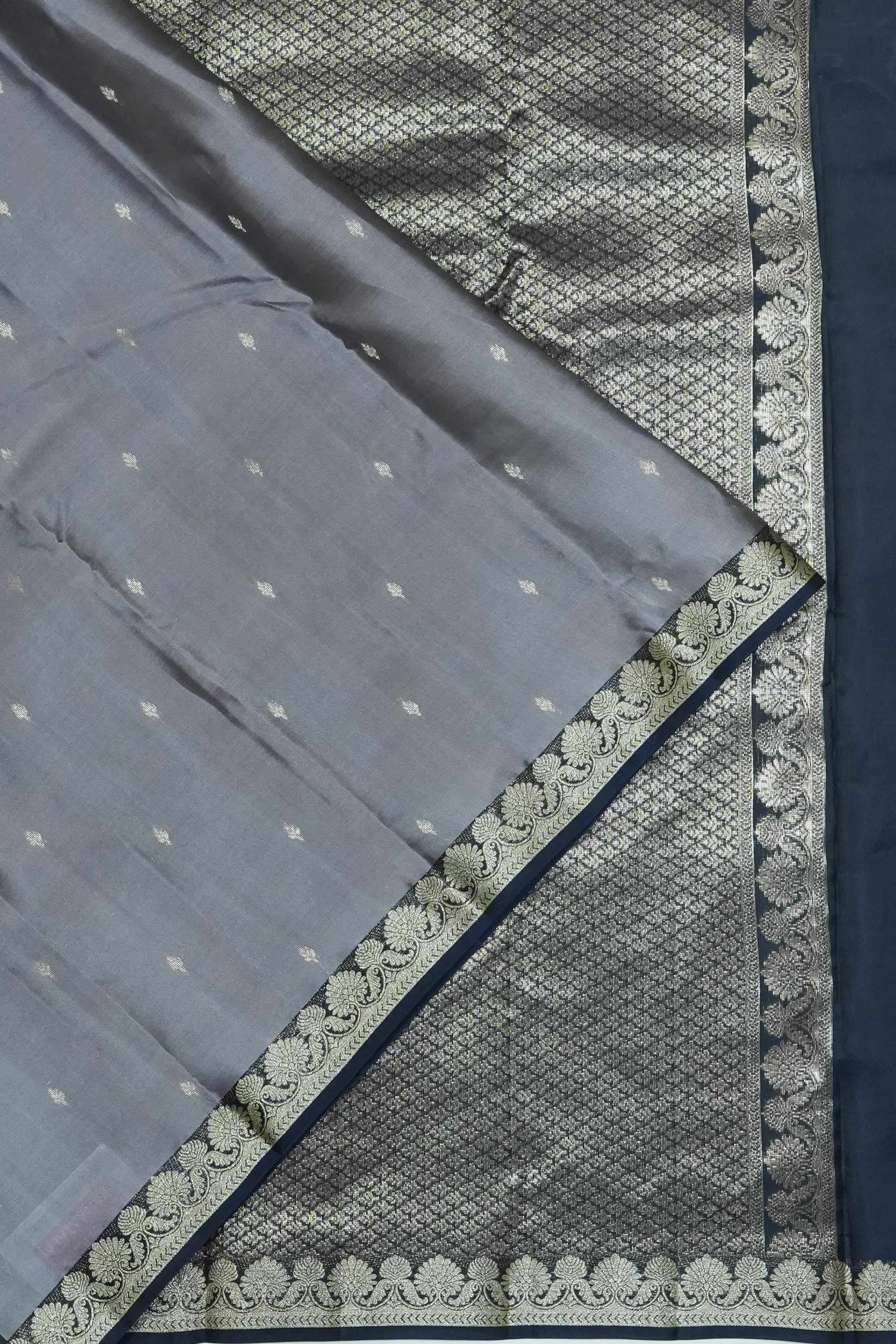 Soft Silk Butta Grey Saree