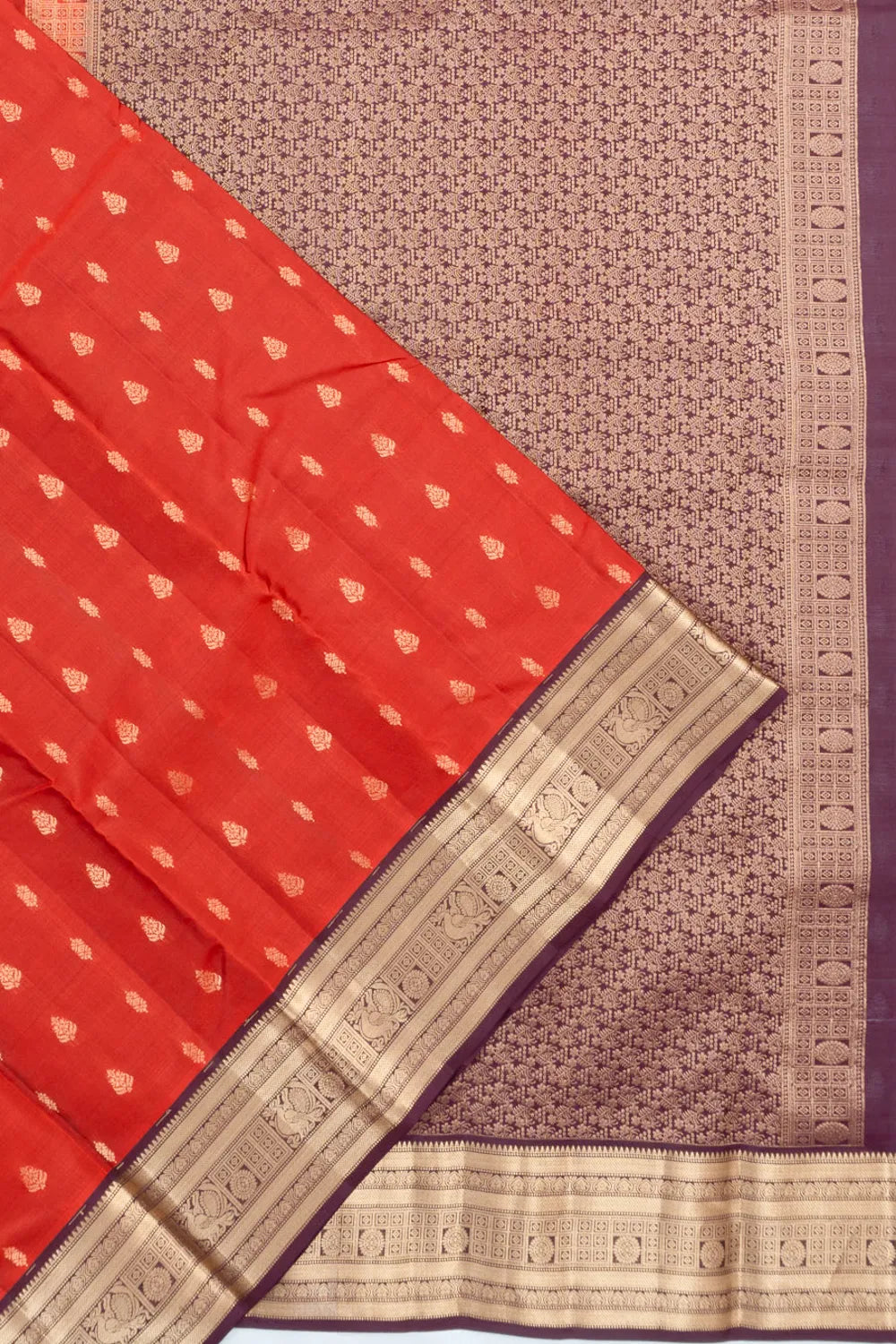 Soft Silk Butta Rust Orange Saree