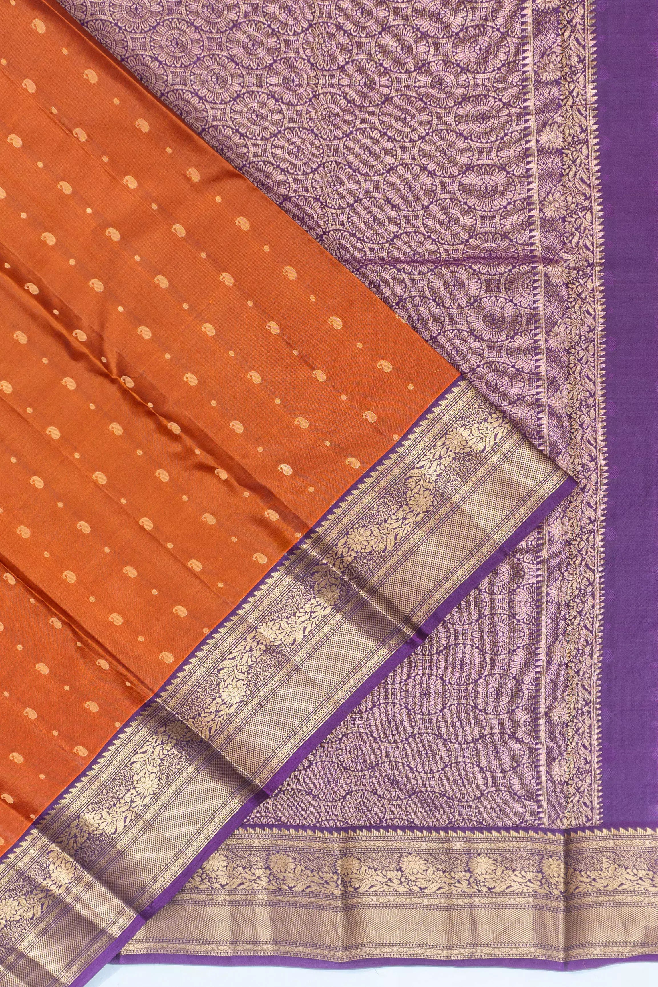 Soft Silk Butta Burnt Orange Saree