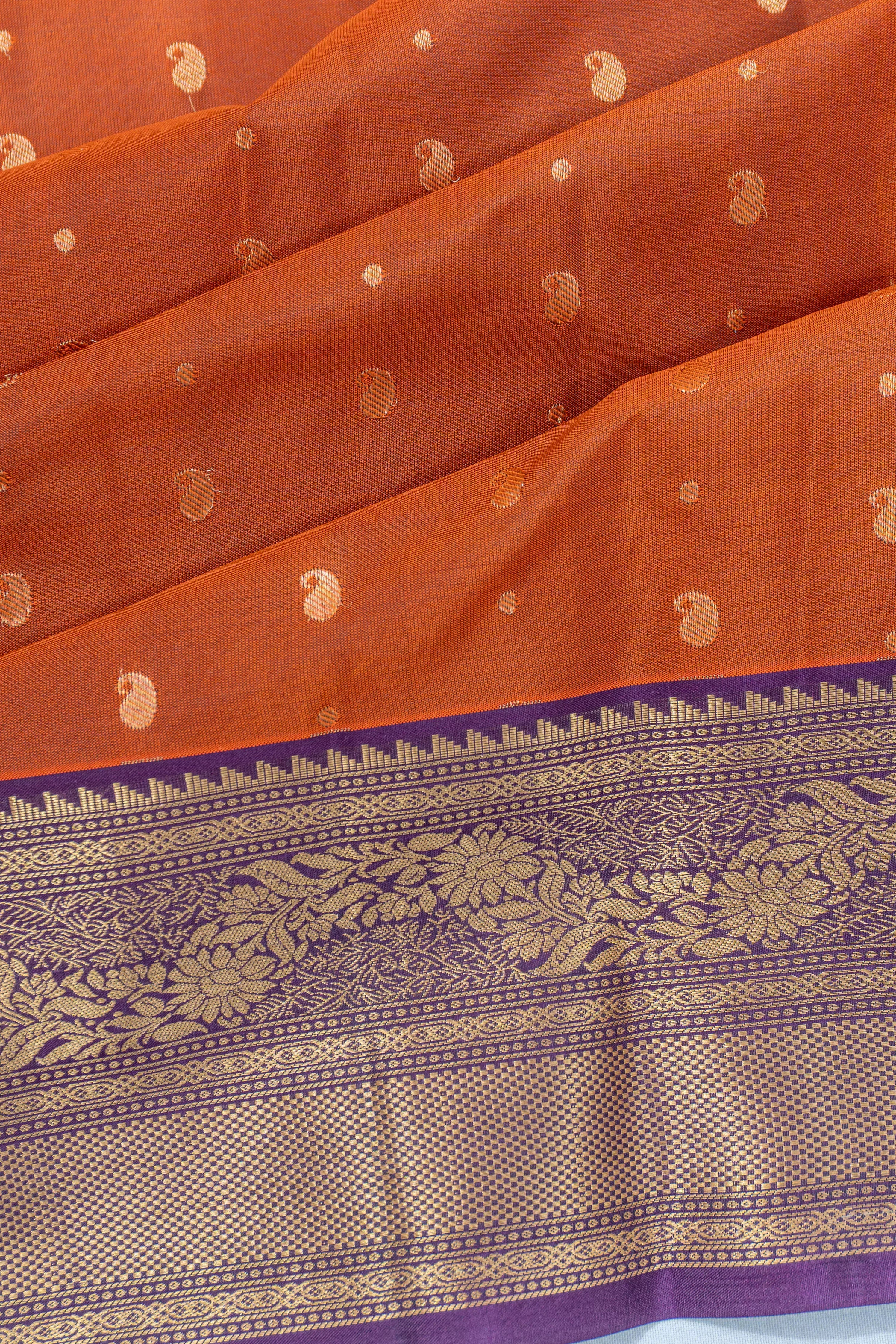 Soft Silk Butta Burnt Orange Saree