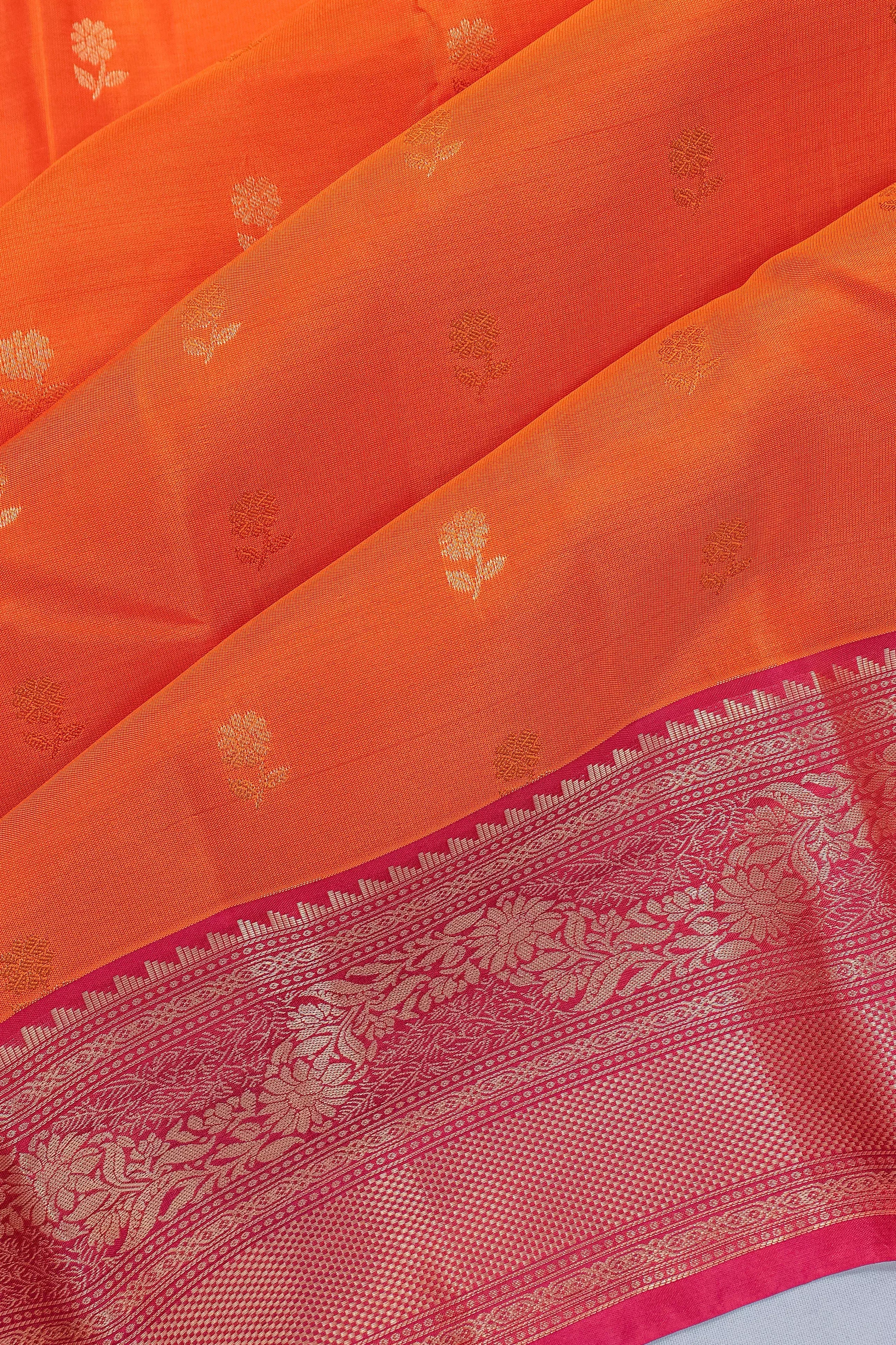 Soft Silk Butta Orange Saree