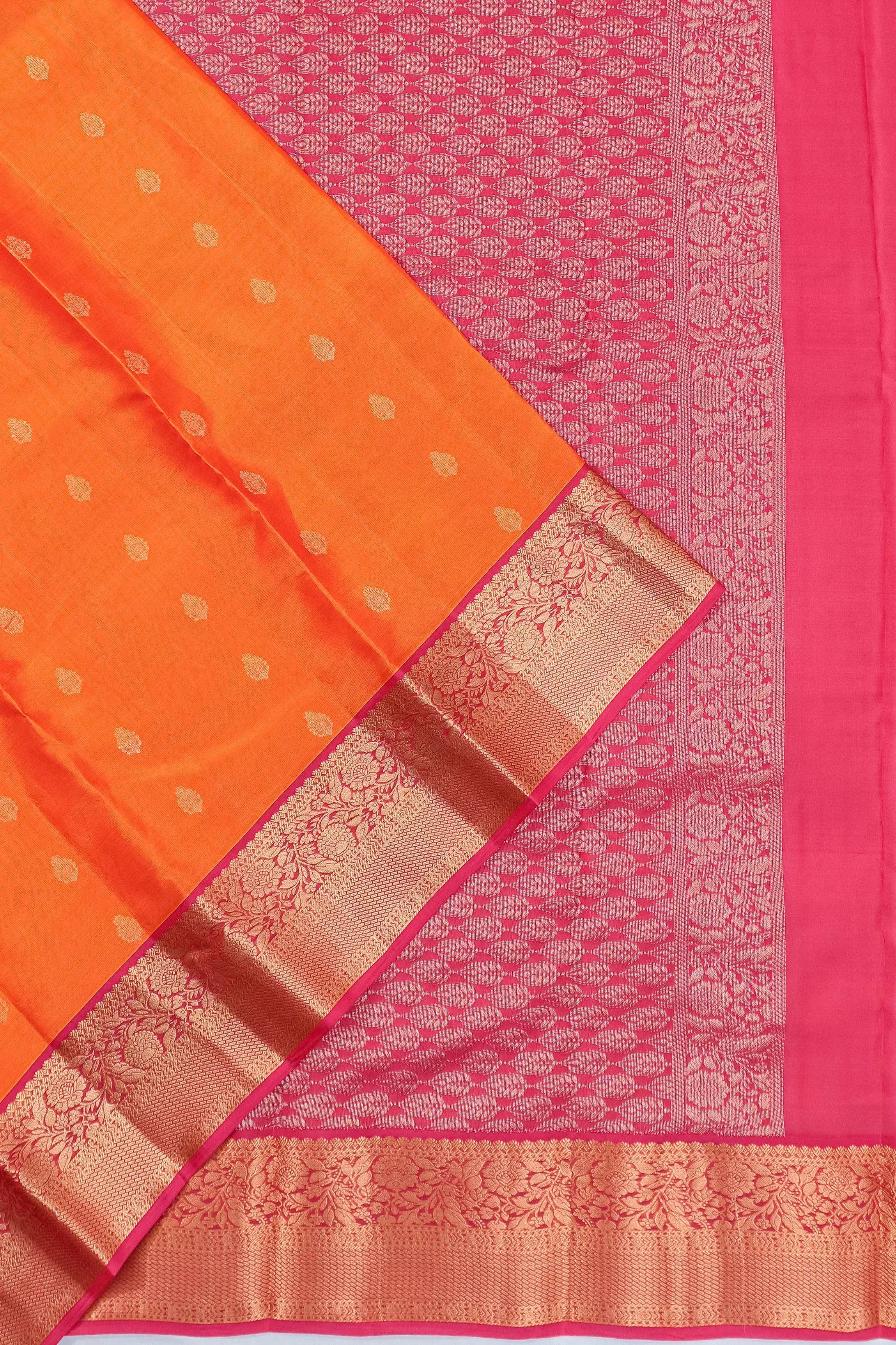 Soft Silk Butta Orange Saree