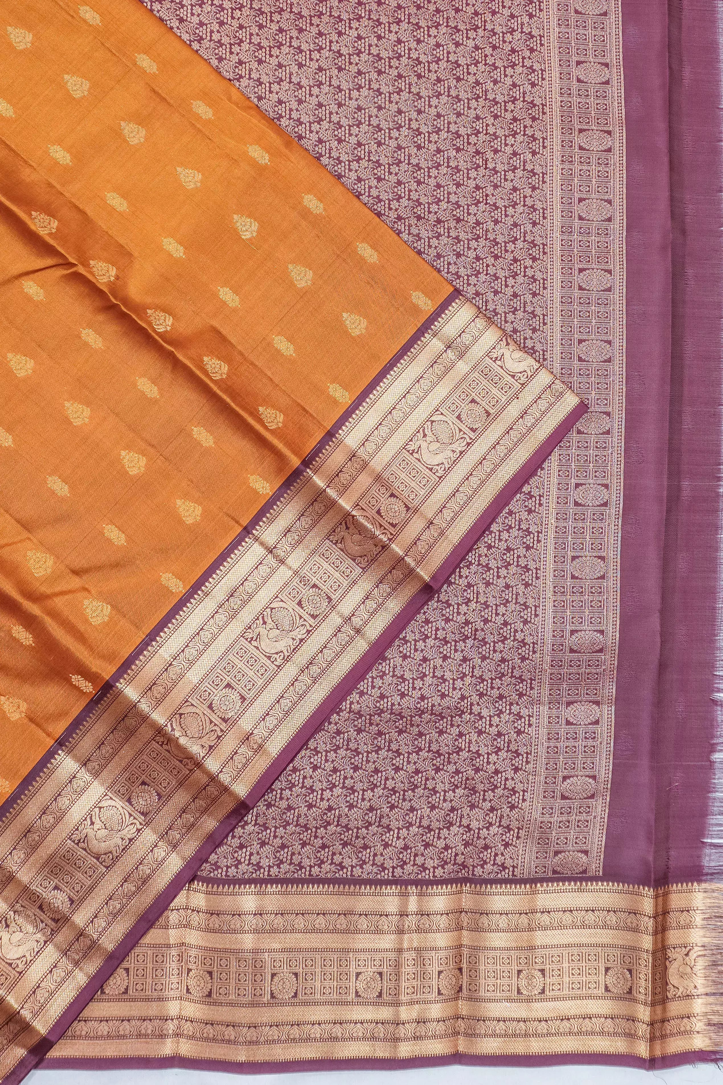 Soft Silk Butta Burnt Orange Saree