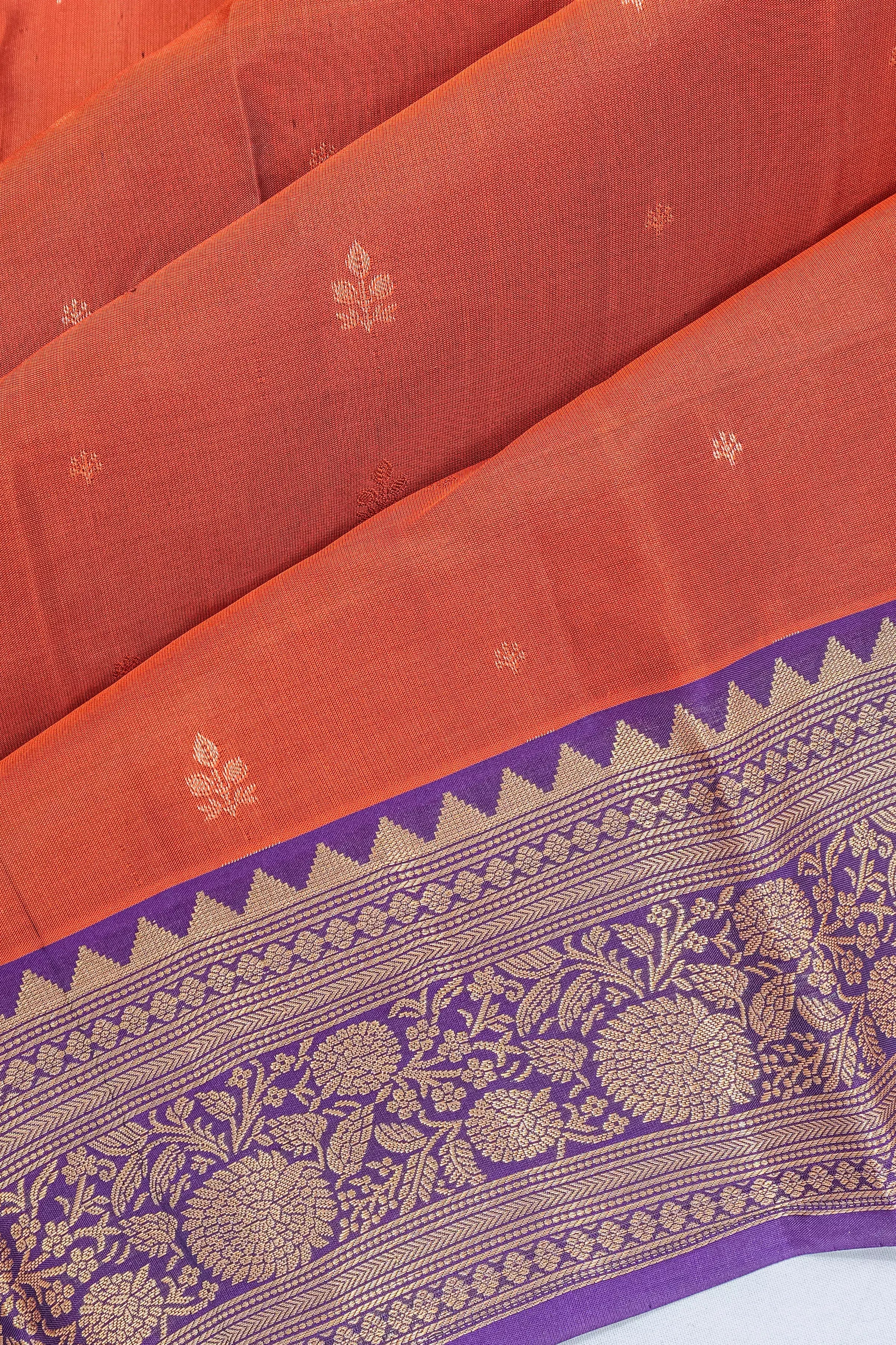 Soft Silk Butta Burnt Orange Saree