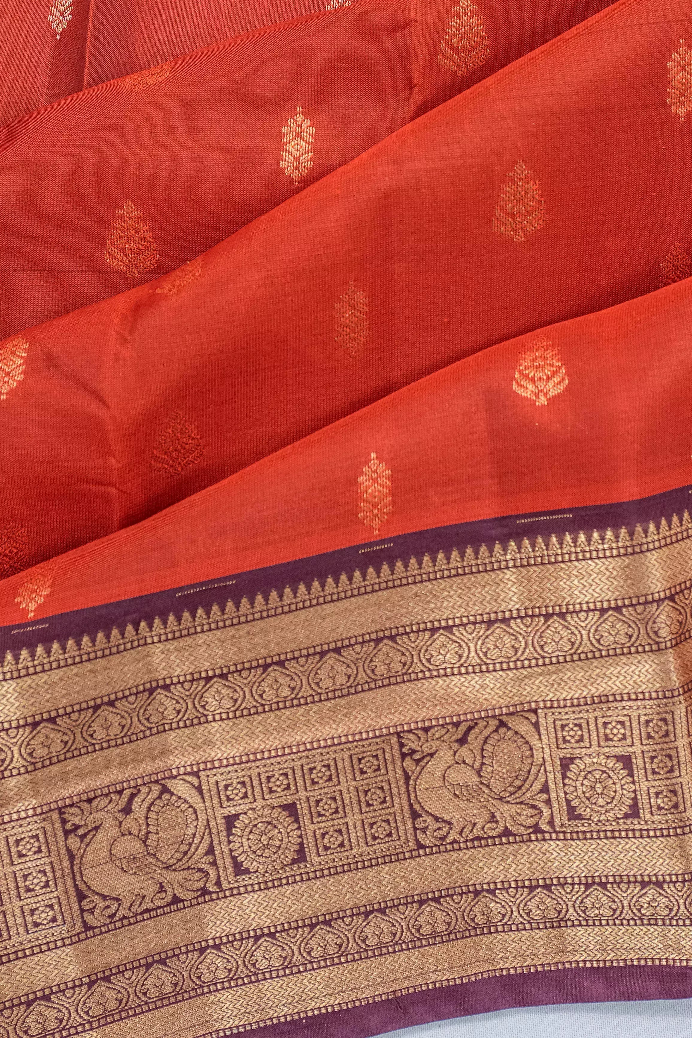 Soft Silk Butta Rust Orange Saree