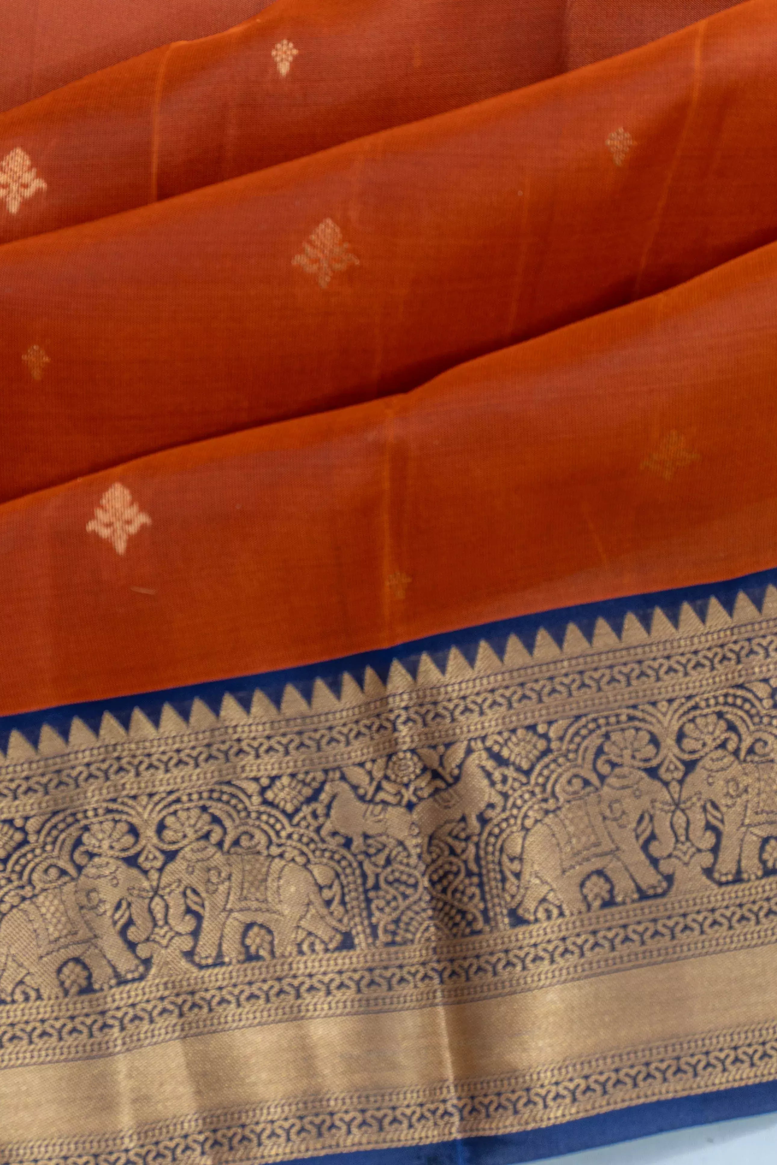Soft Silk Butta Rust Orange Saree