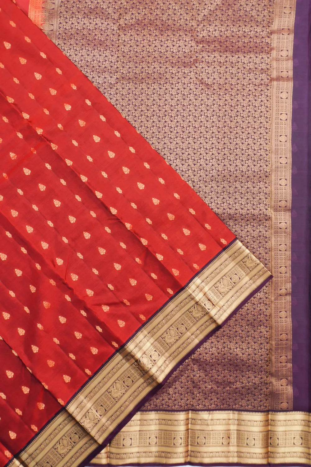 Soft Silk Butta Rust Orange Saree