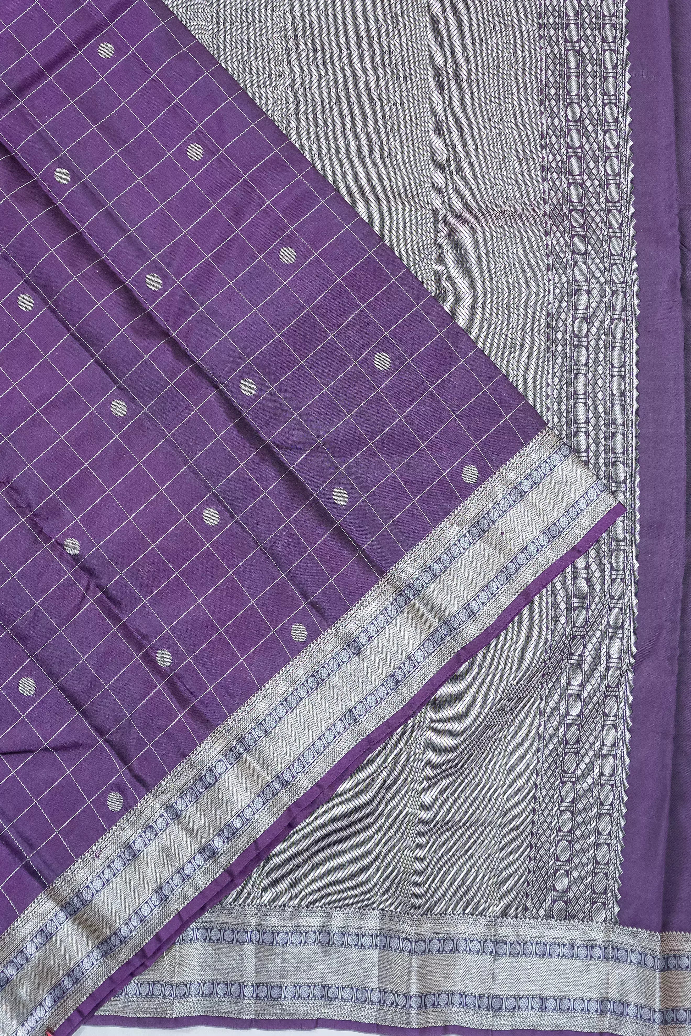 Soft Silk Checks And Butta Purple Saree