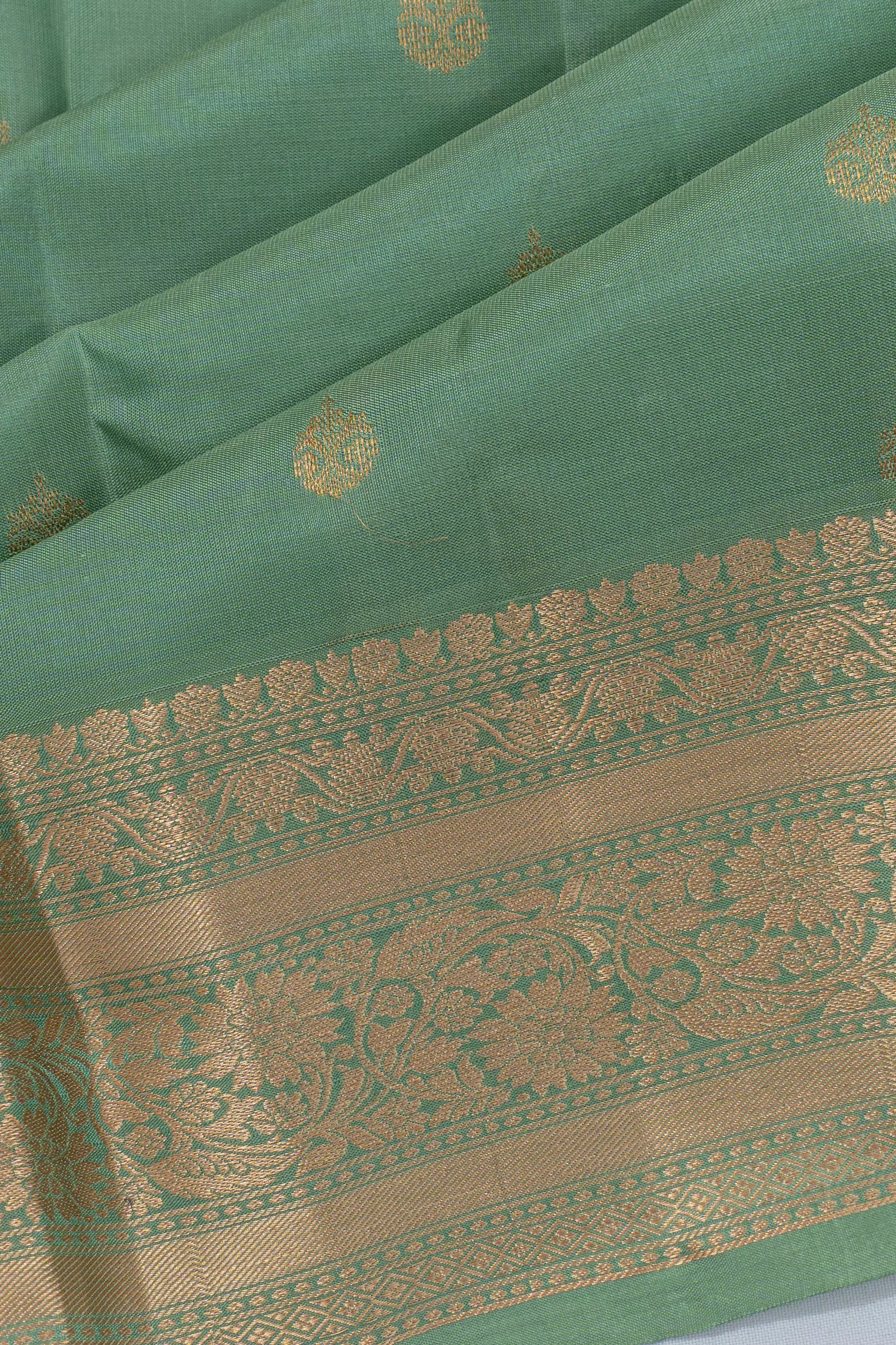Soft Silk Butta Sage Green Saree