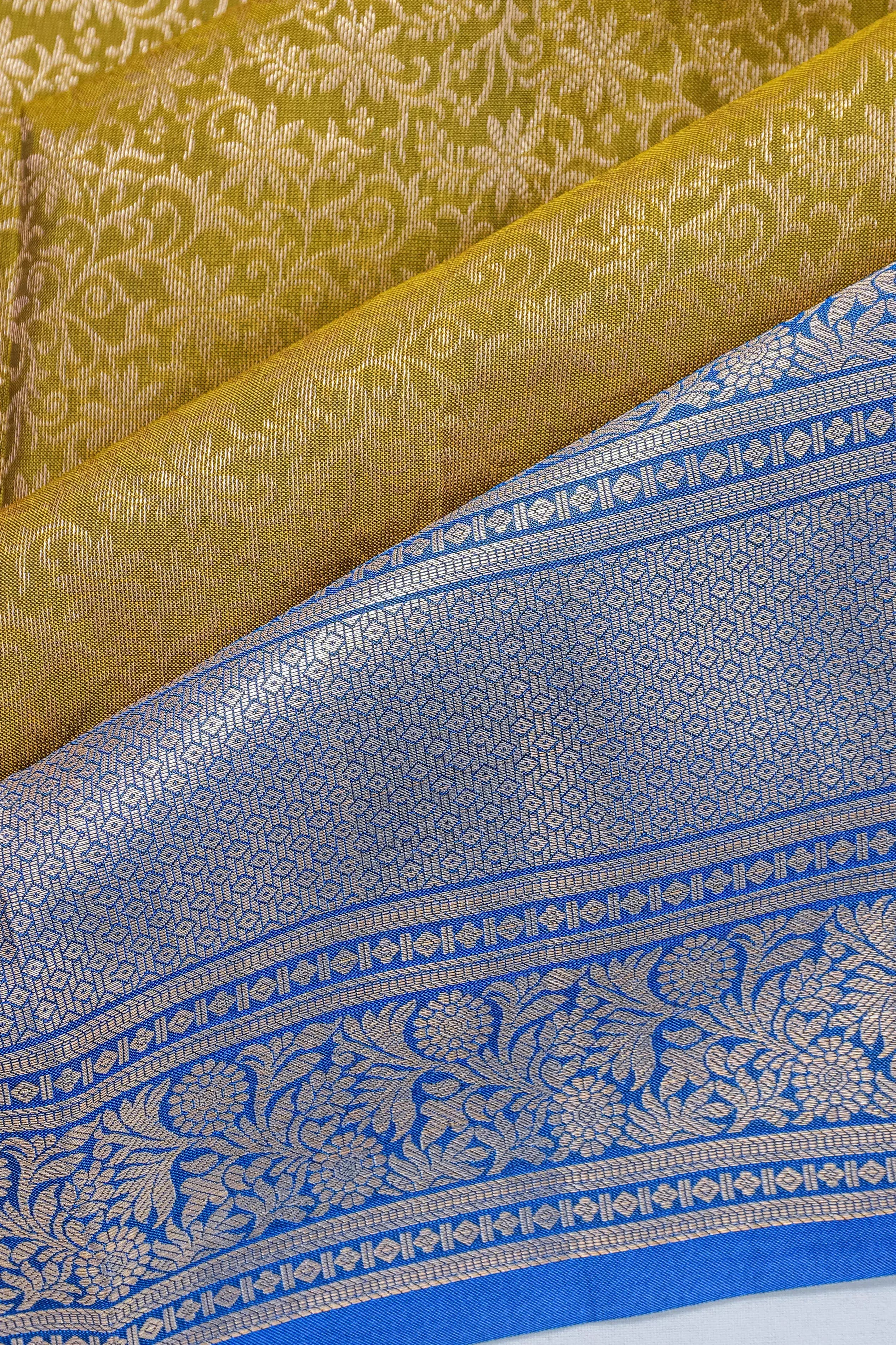 Soft Silk Jaal Mehendi Green Saree