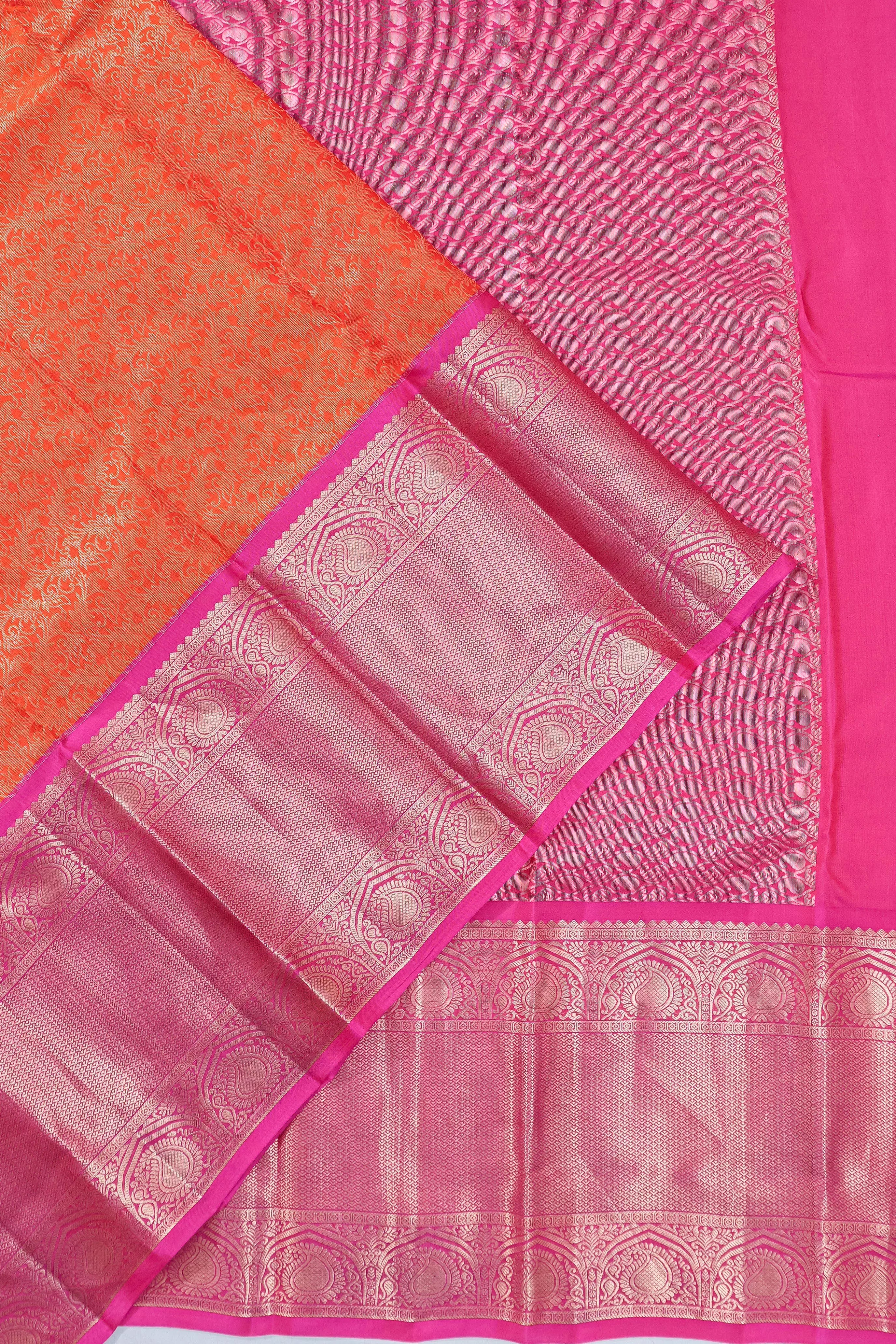 Soft Silk Jaal Orange Saree