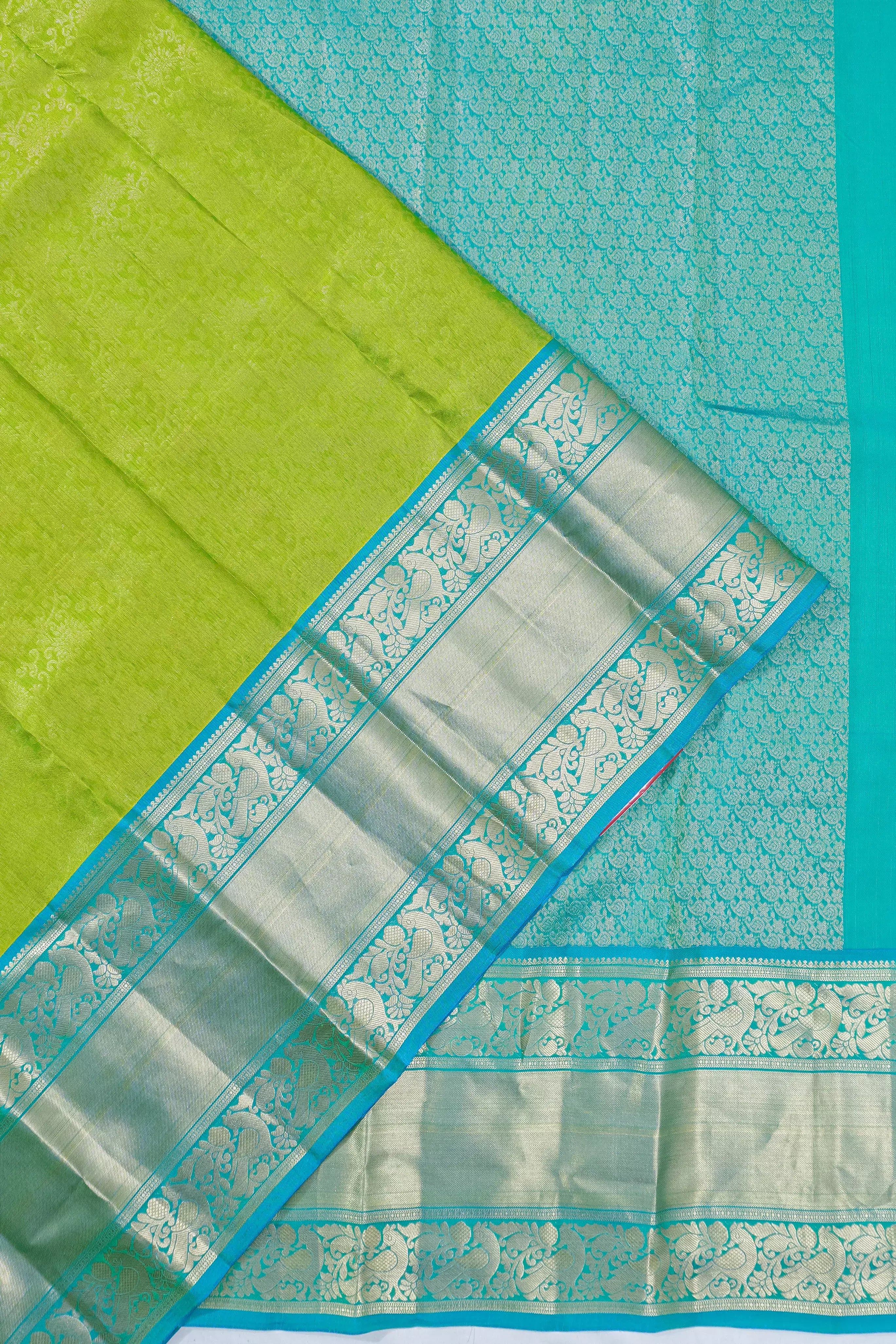 Soft Silk Jaal Mint Green Saree