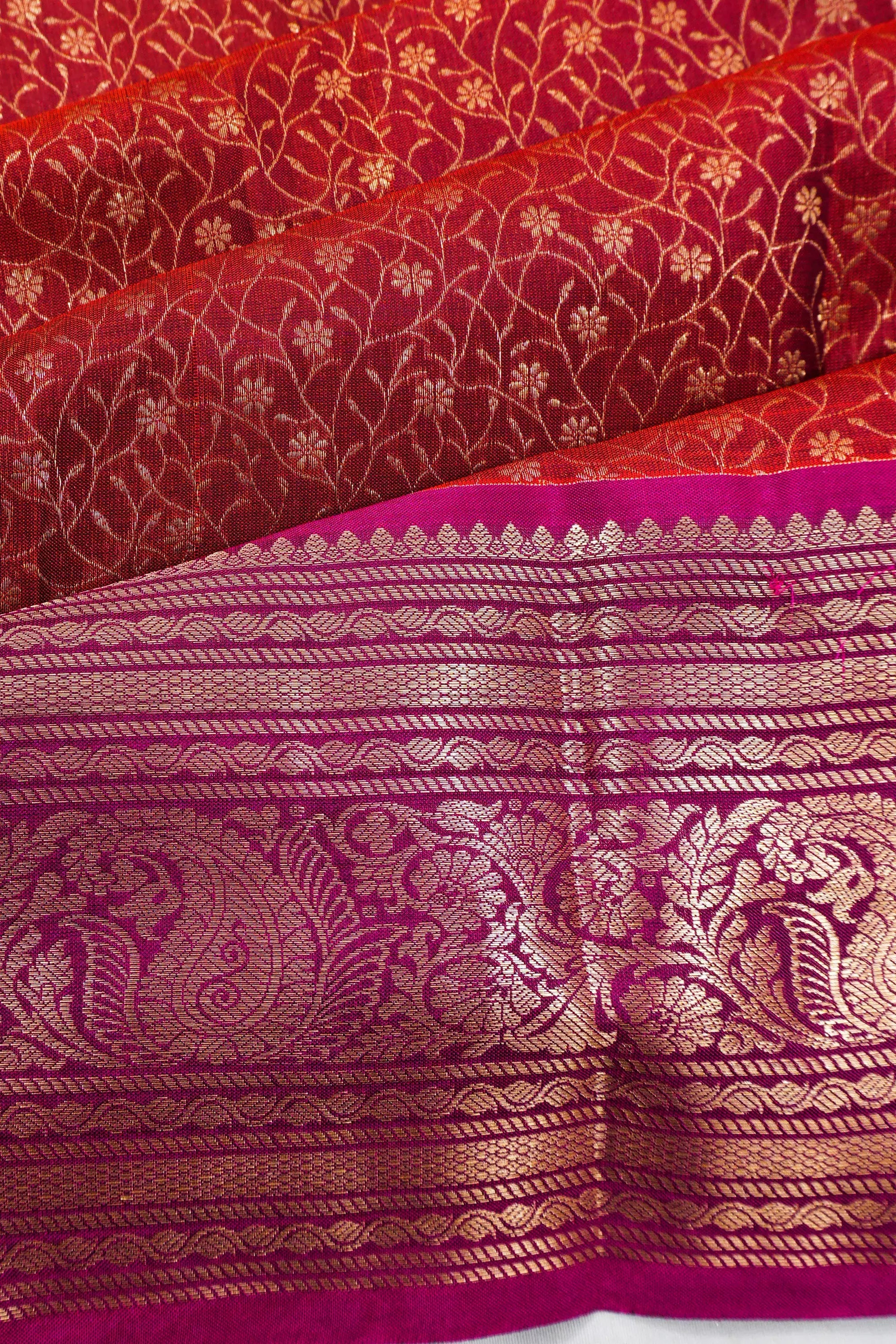 Soft Silk Jaal Red Saree
