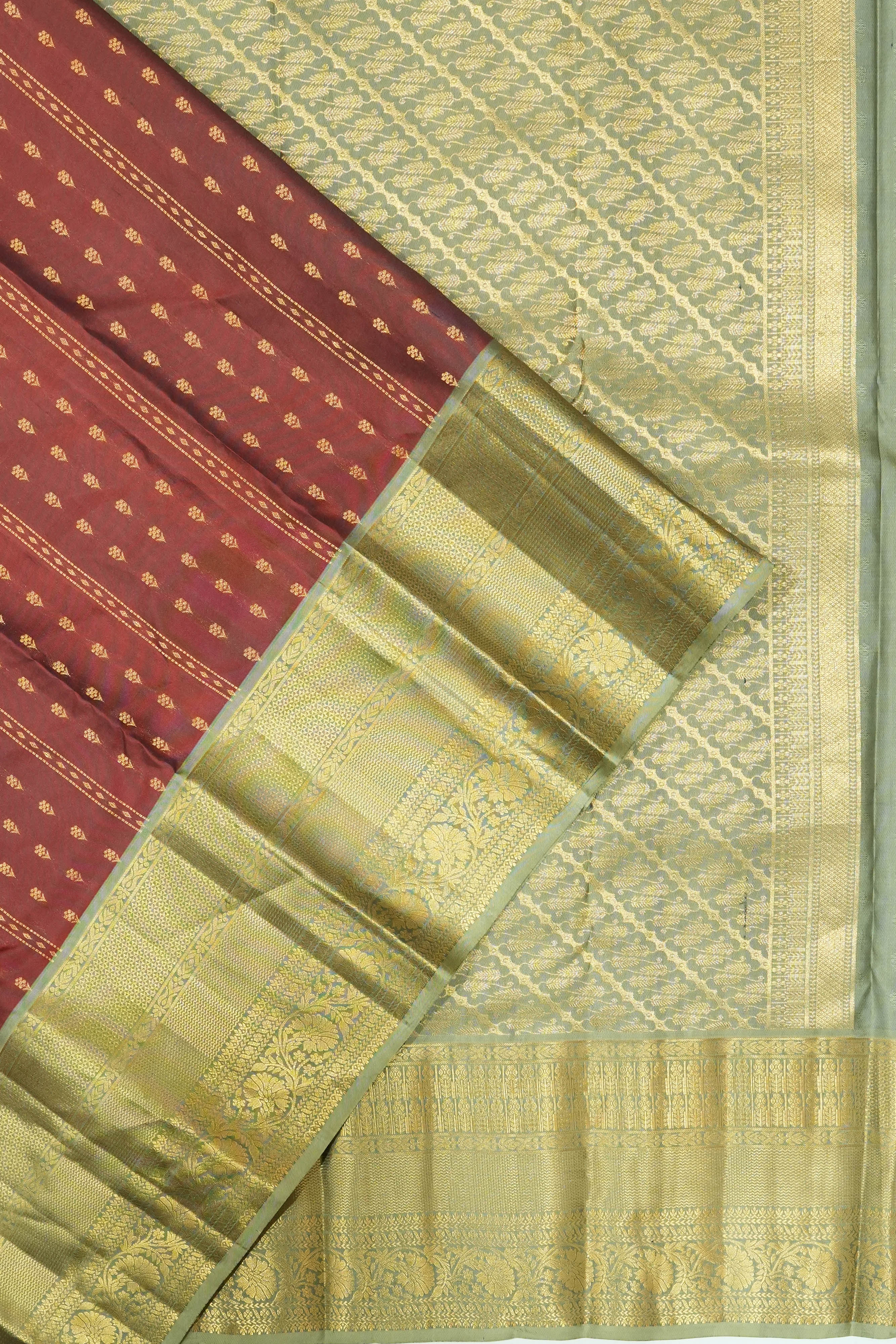 Soft Silk Butta Brown Saree