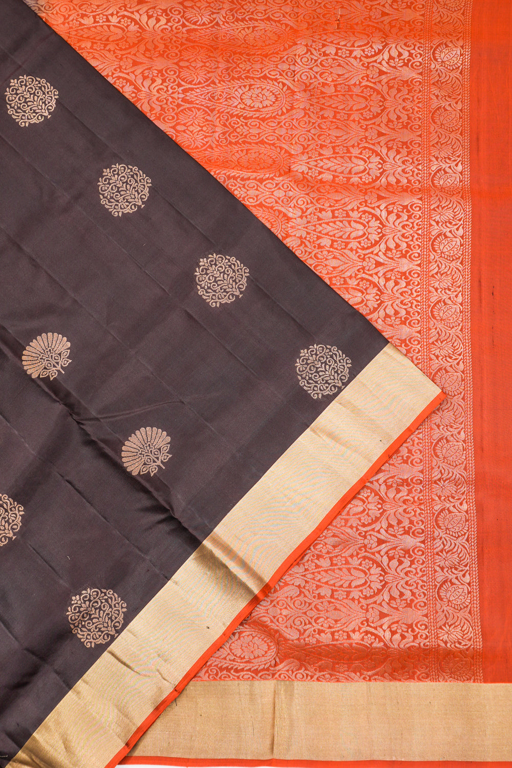 Soft Silk Butta Brown Saree
