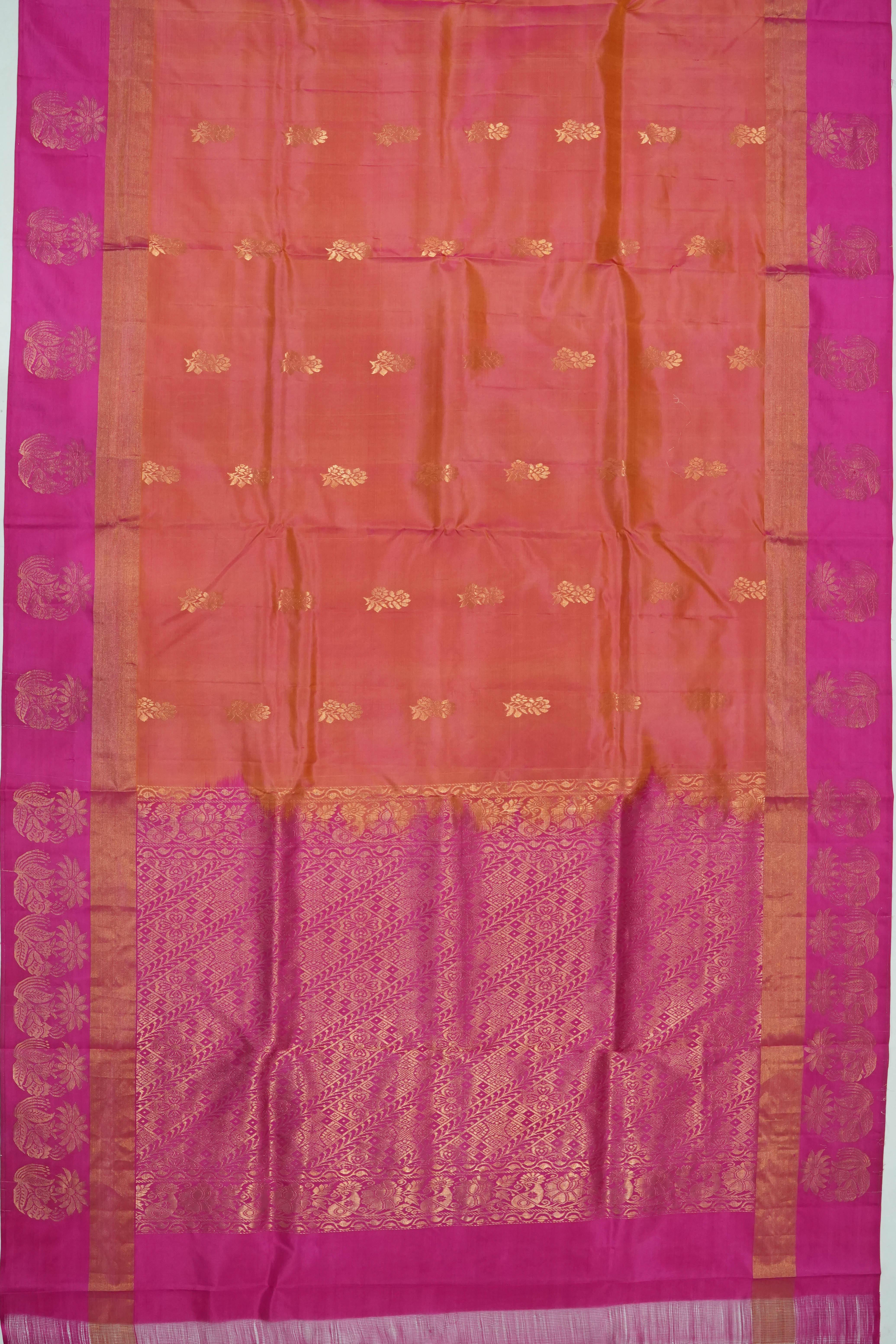 Soft Silk Butta Orange Saree