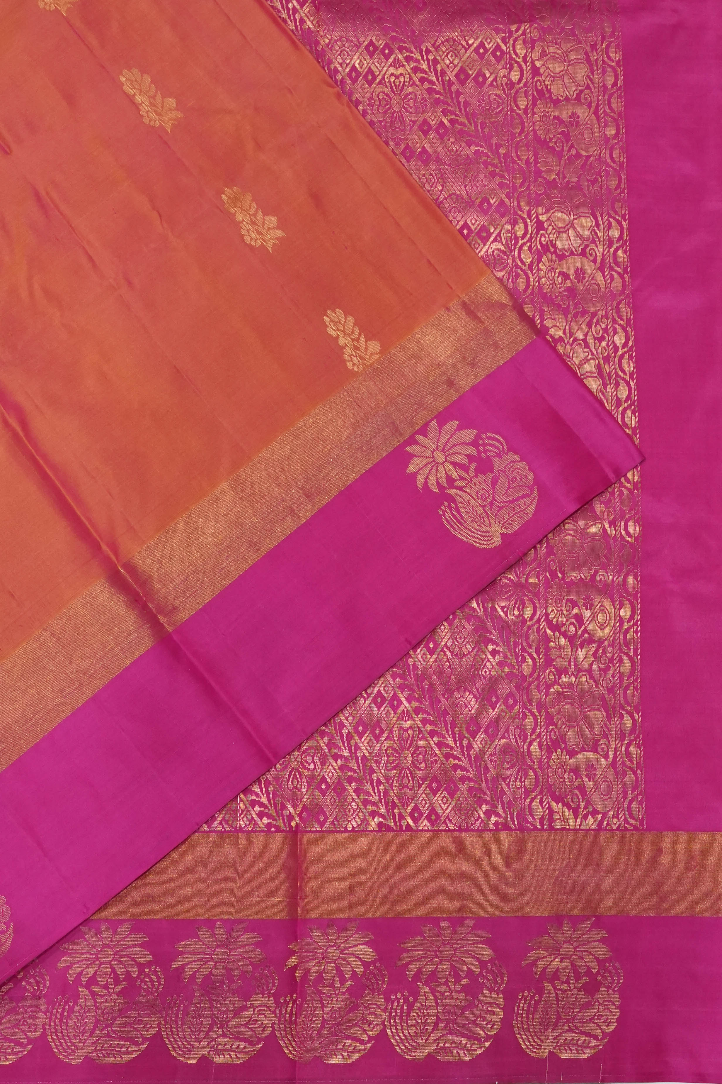 Soft Silk Butta Orange Saree