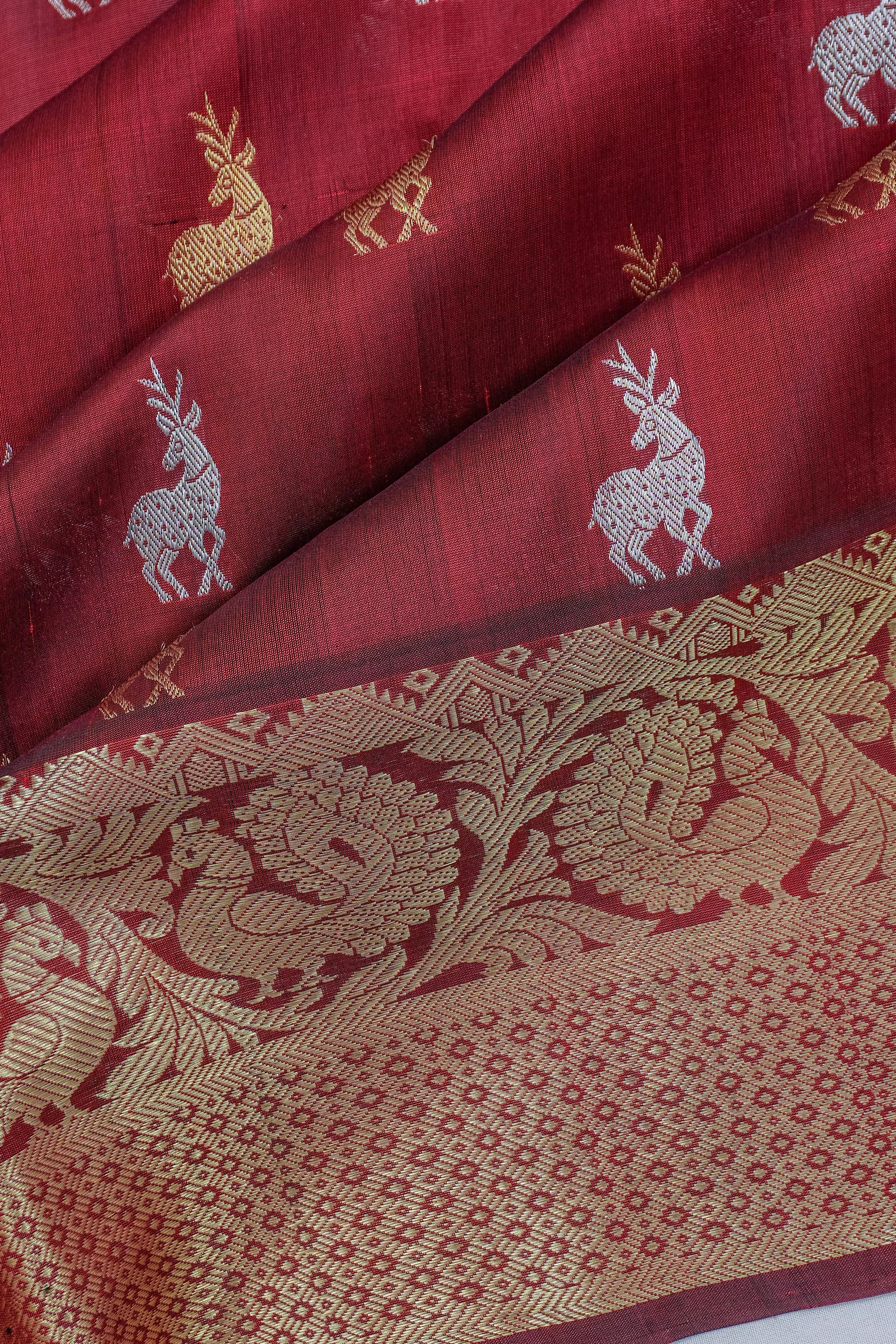 Venkatagiri Silk Butta Maroon Saree