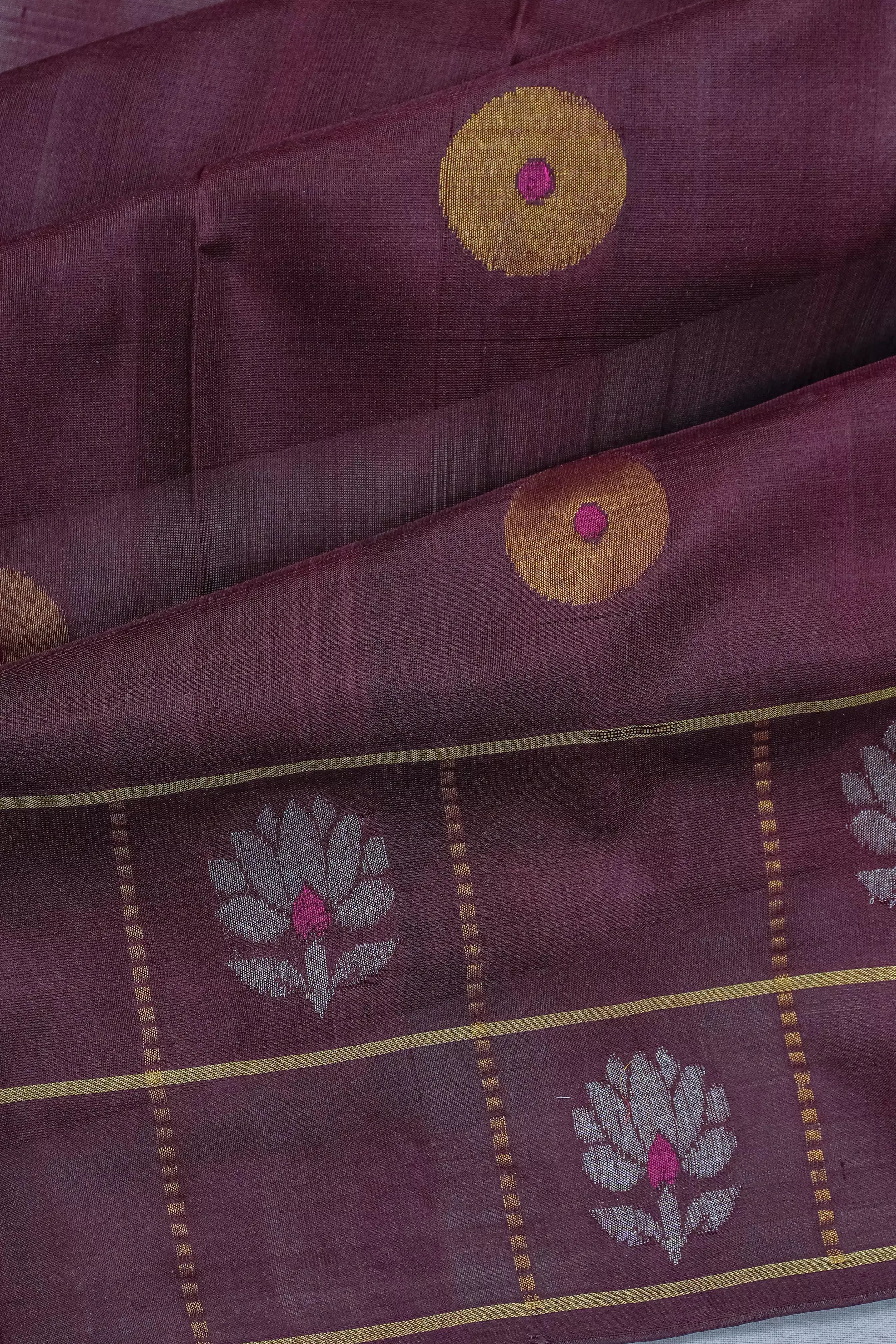 Venkatagiri Silk Butta Burgundy Saree