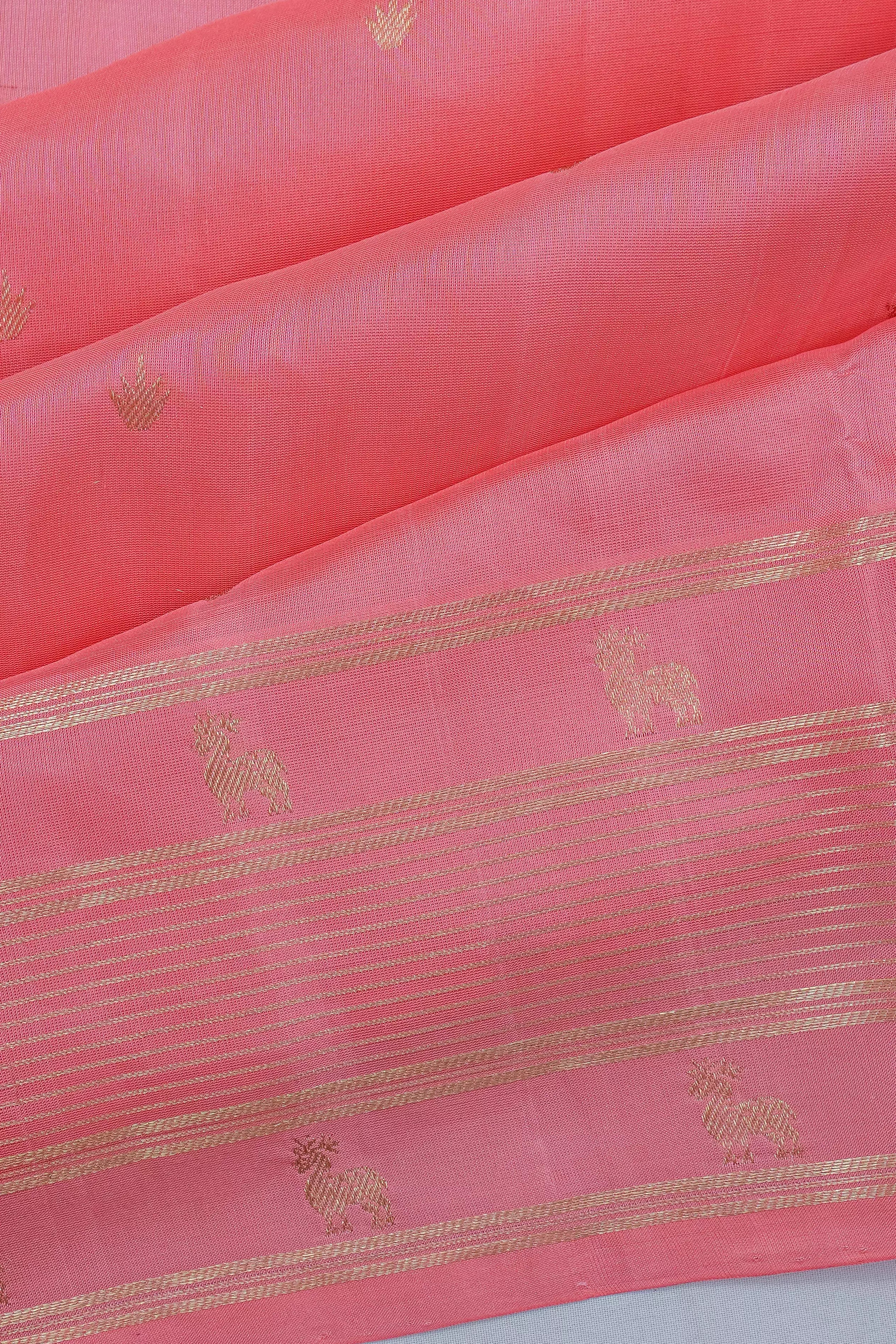 Venkatagiri Silk Lines And Butta Pastel Pink Saree