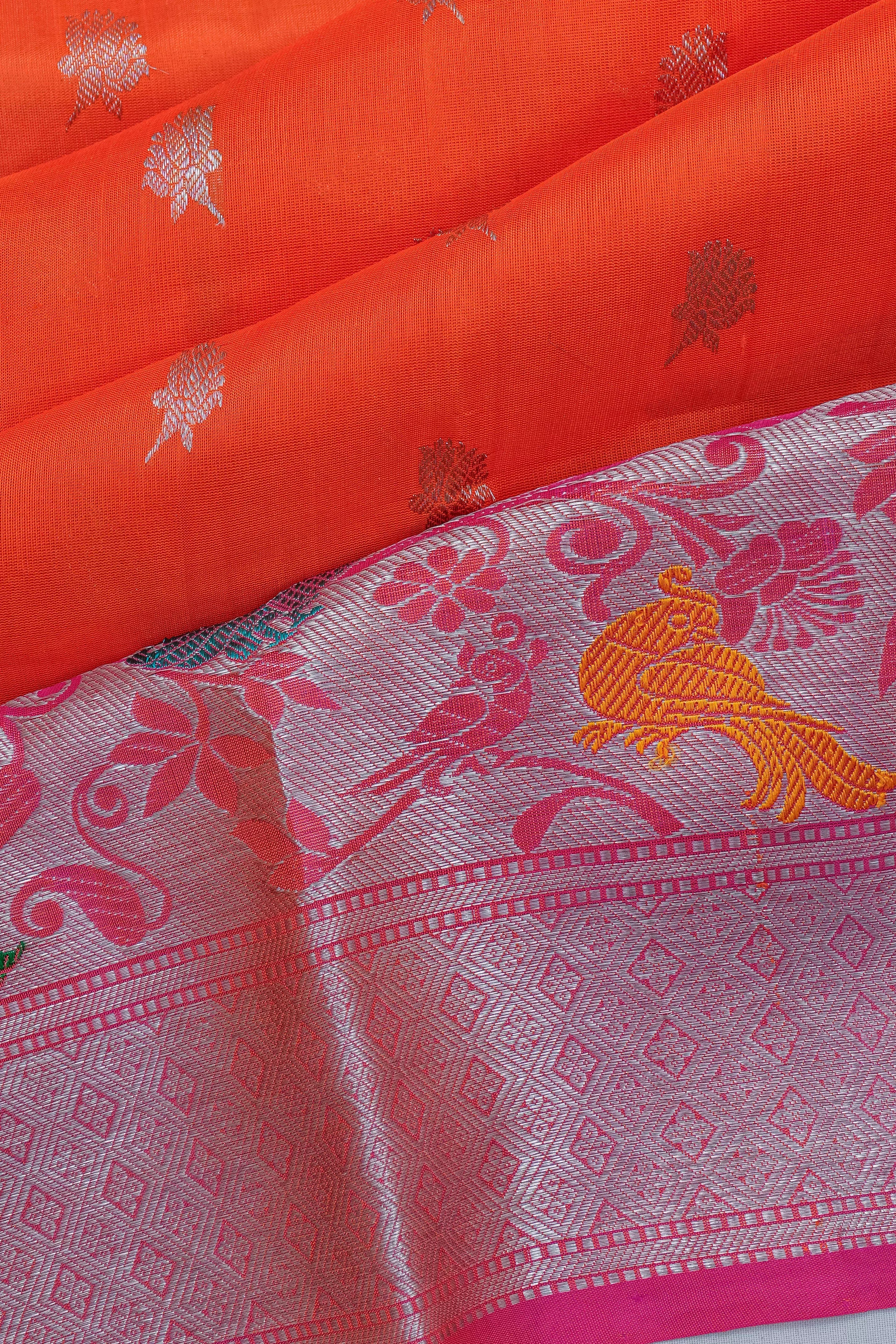 Venkatagiri Silk Butta Orange Saree