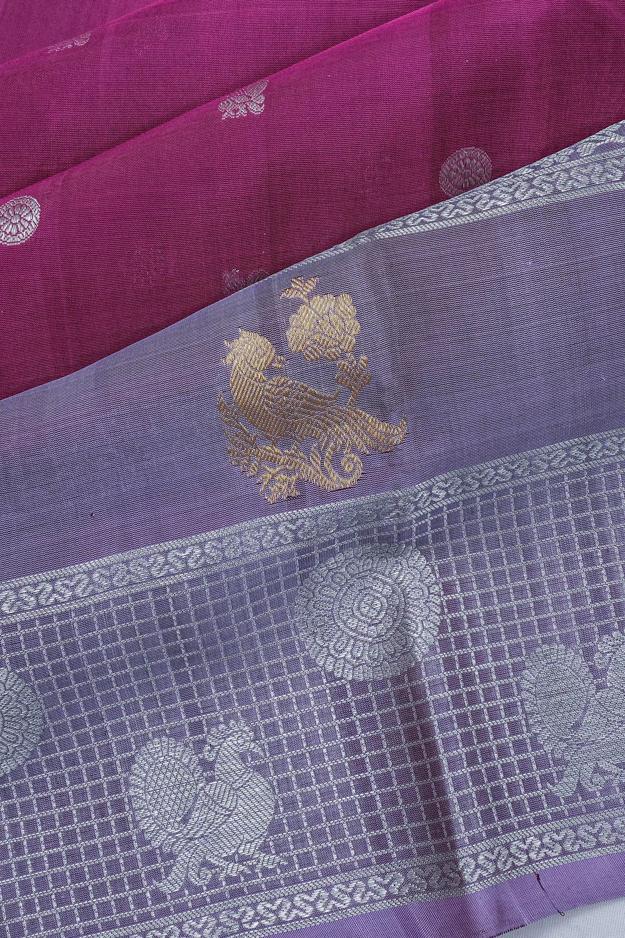 Venkatagiri Silk Butta Magenta Pink Saree