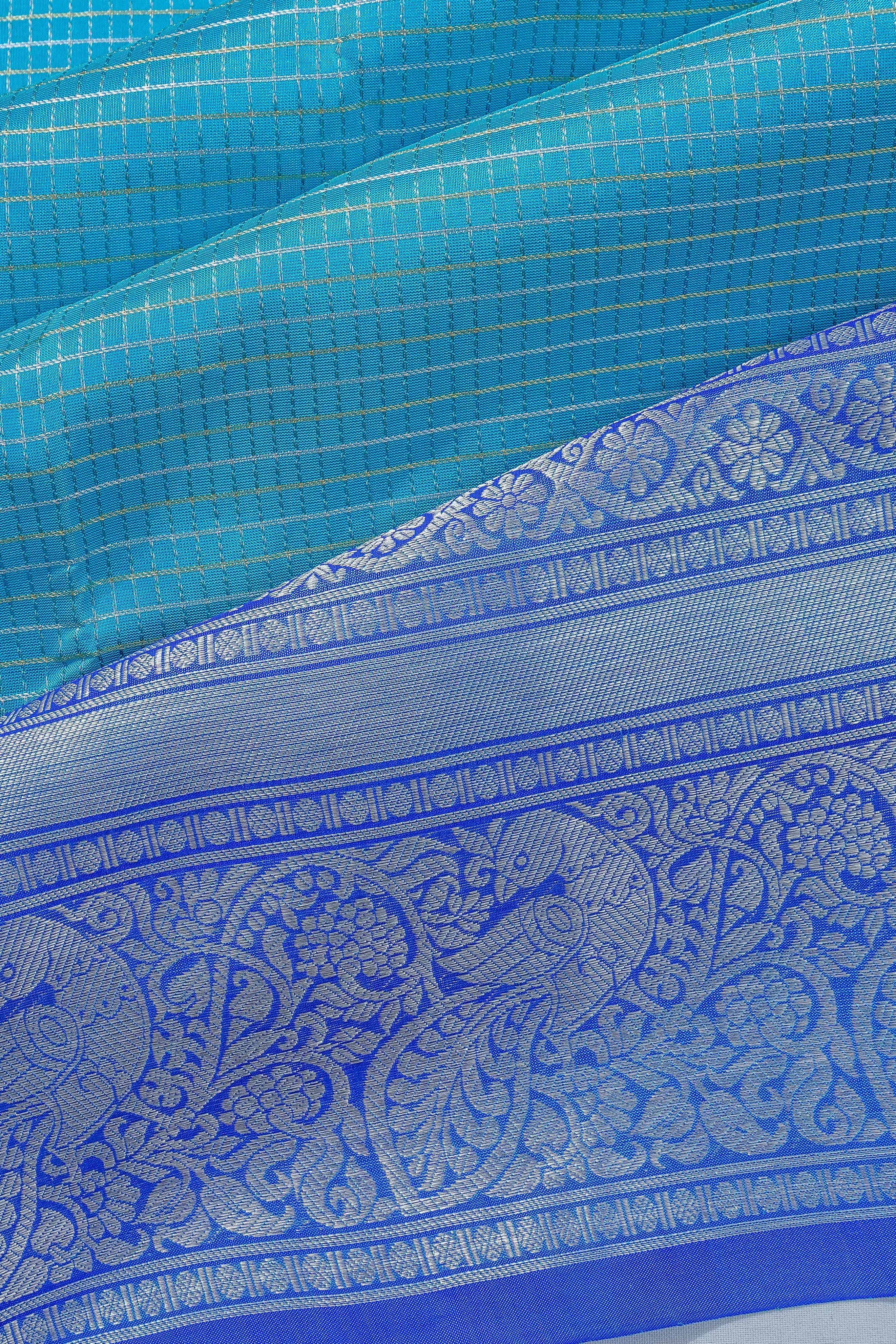 Venkatagiri Silk Checks Sky Blue Saree