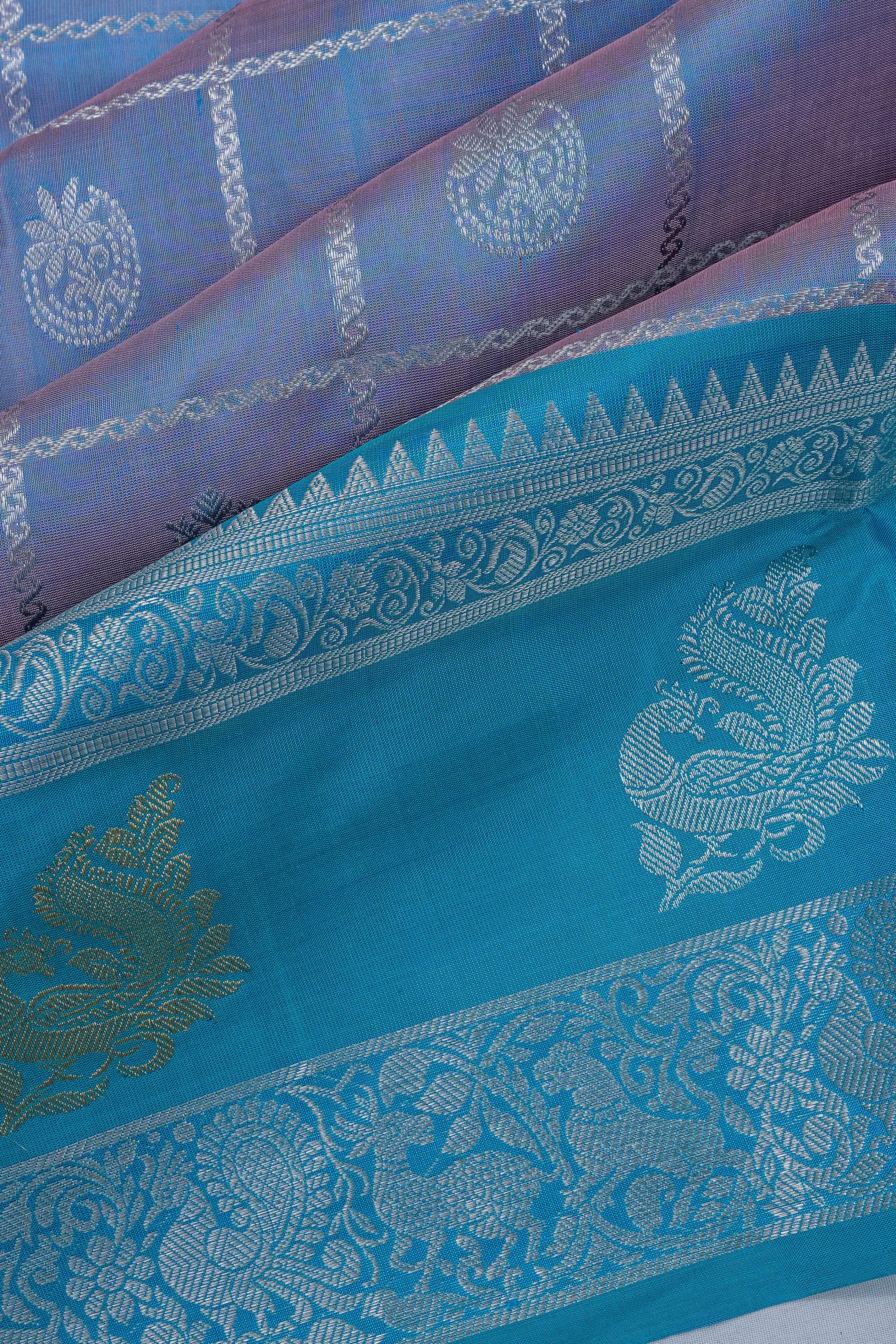 Venkatagiri Silk Checks And Butta Grey Saree