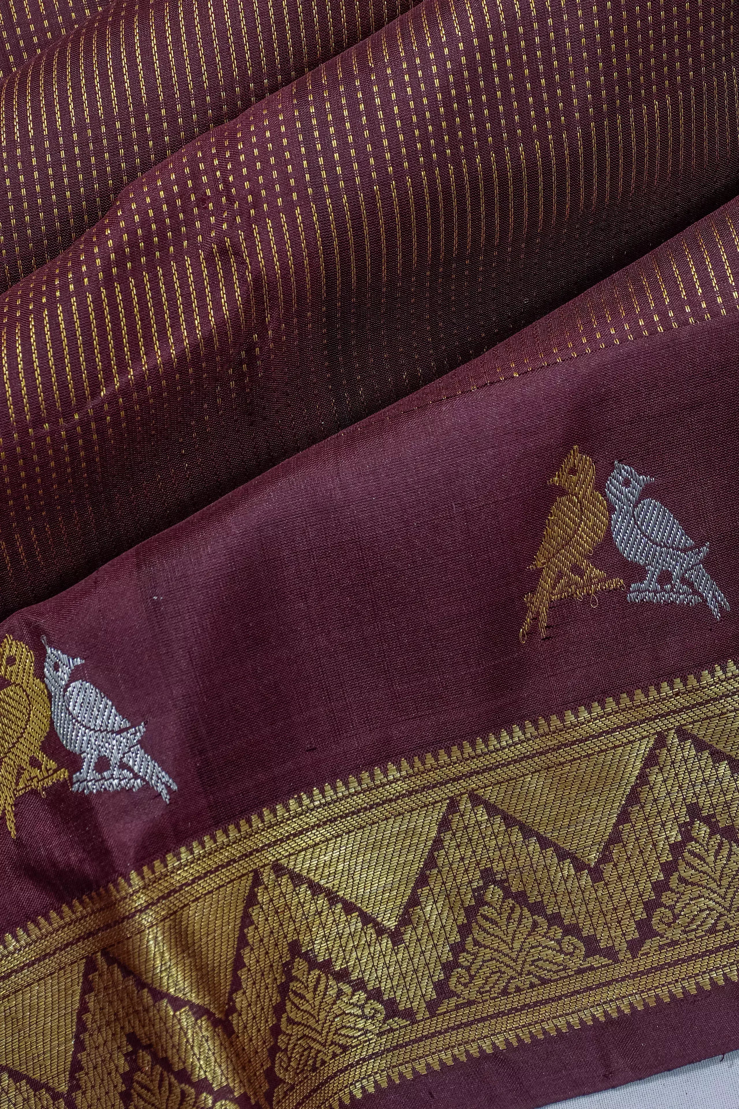 Venkatagiri Silk Brocade Brown Saree
