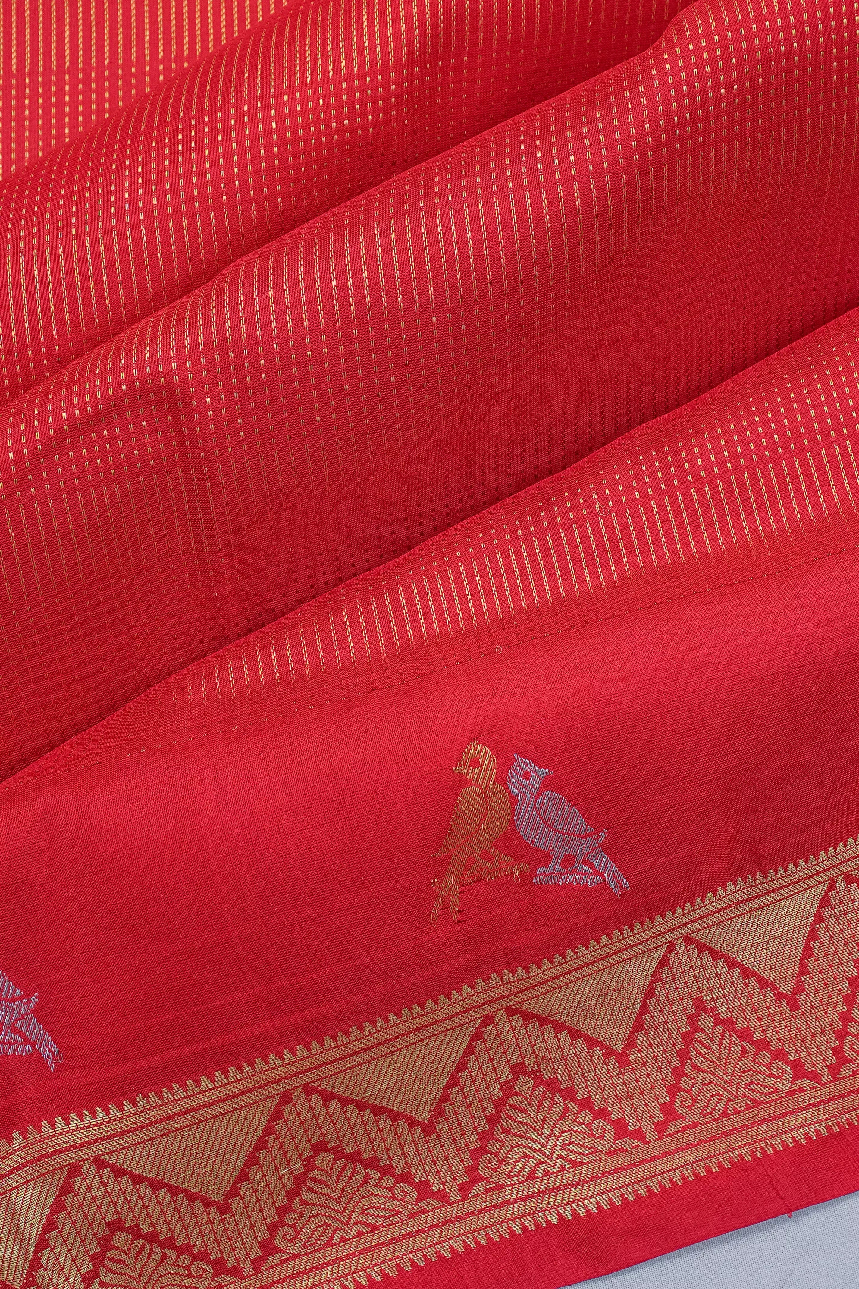 Venkatagiri Silk Brocade Red Saree